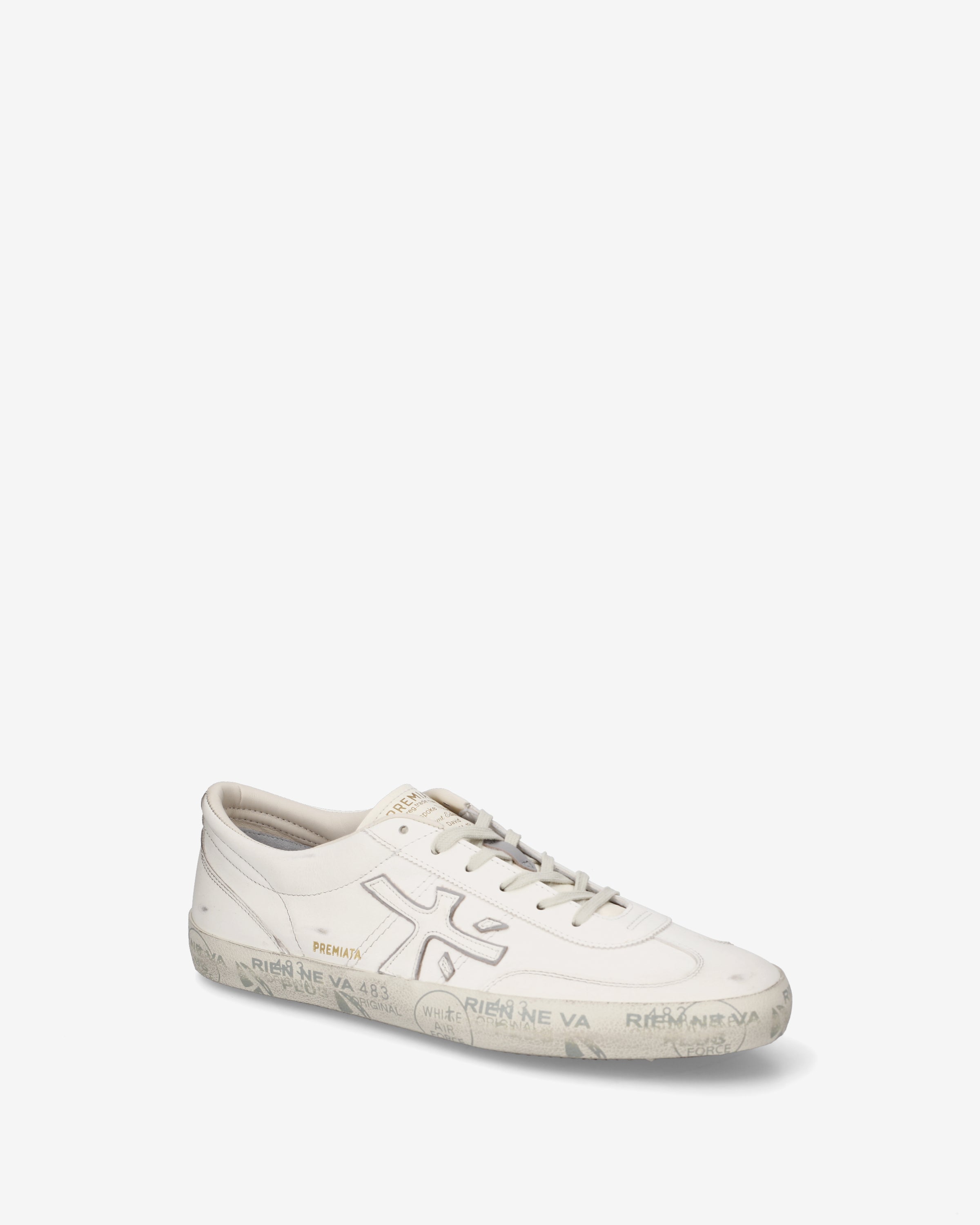 Premiata David 8091 Basket Cuir Blanc Homme