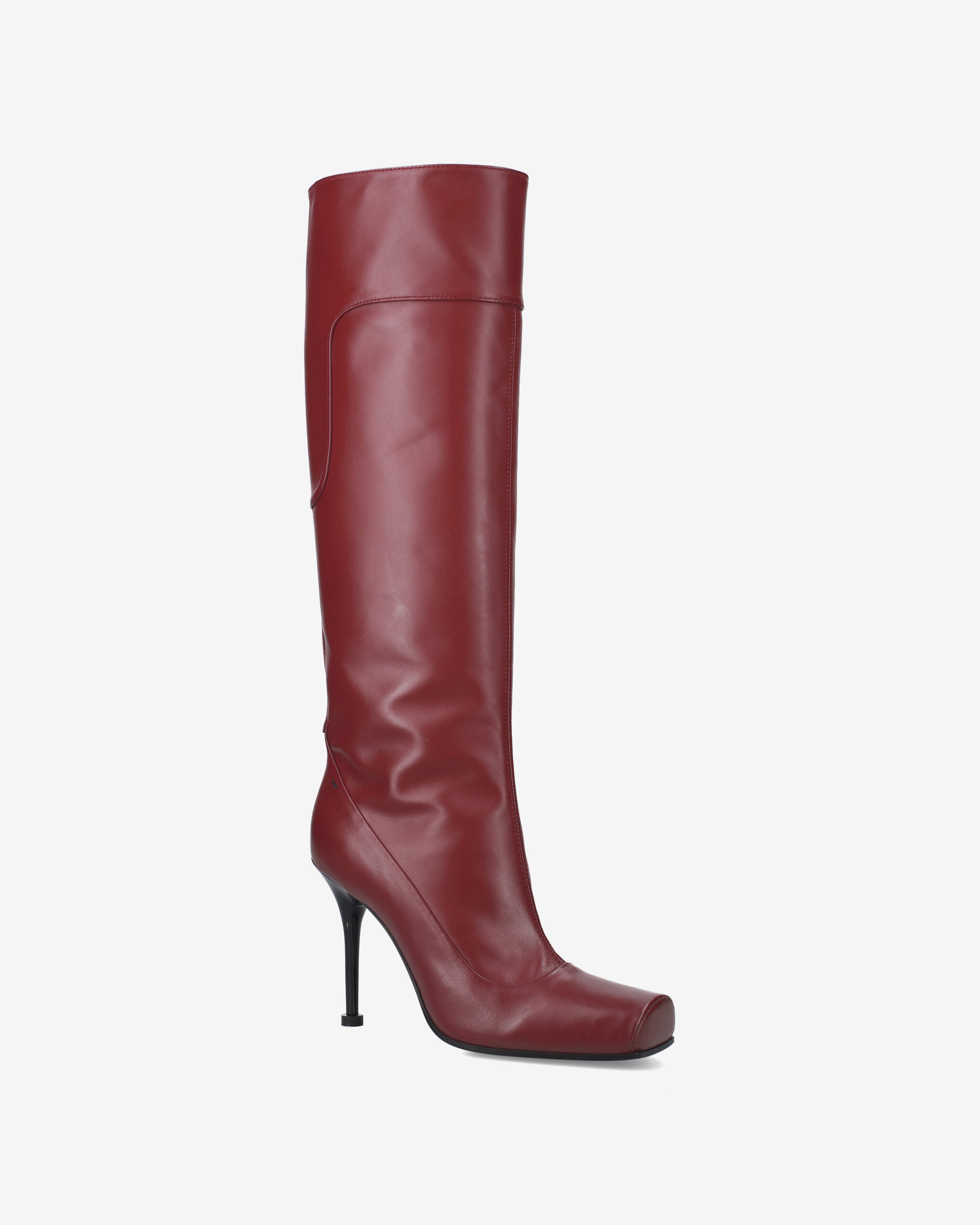 Premiata Bottes Femme Cuir Bordeaux Talon 10 cm