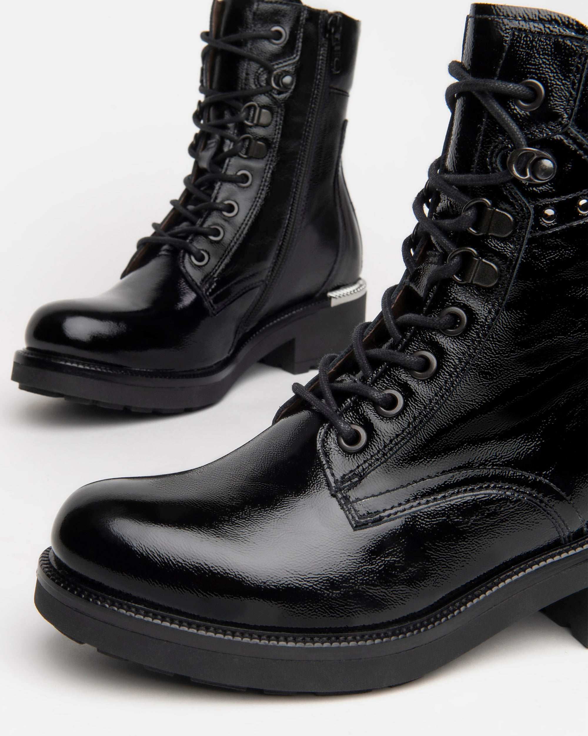Nero Giardini Combat Boots rangers vernis femme zip