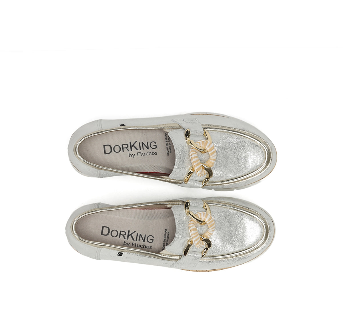 Dorking by Fluchos India D9691 mocassin argent femme