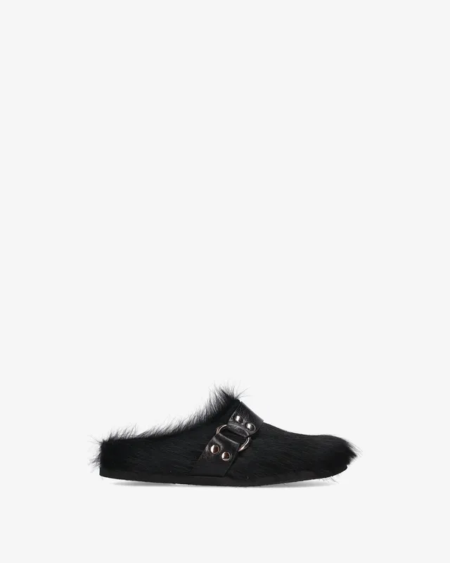 Premiata Black Fur Mules Mules Noir Cuir Poil