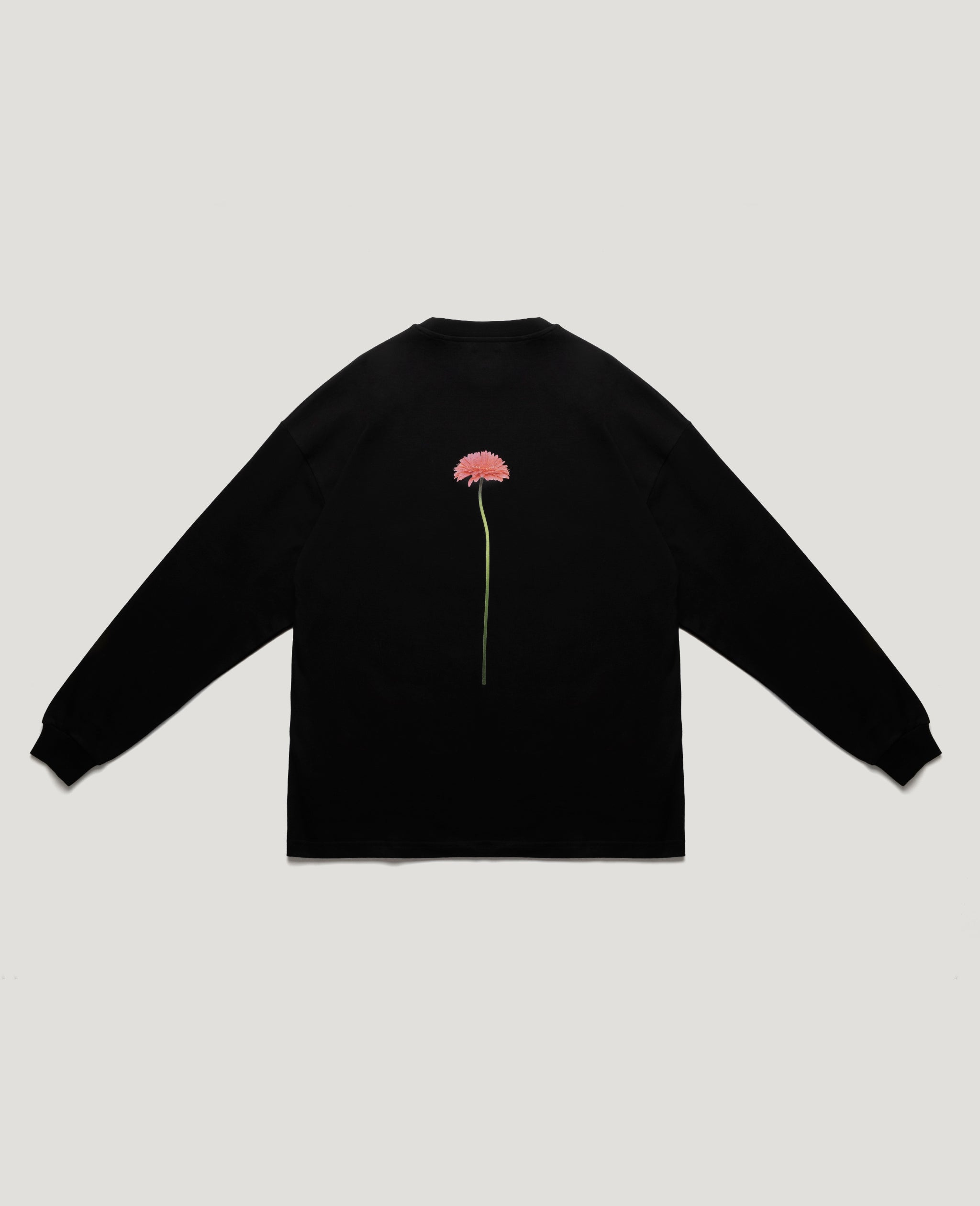 Flamingos Life Long-Sleeve Flower Black tee-shirt manches longues noir