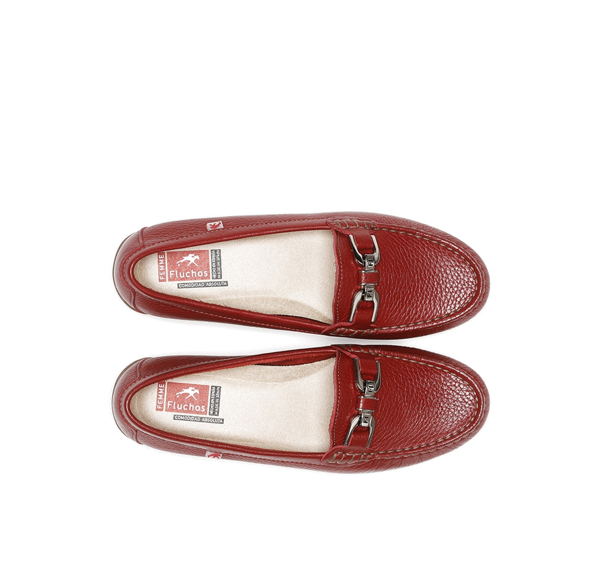 Fluchos Bruni F0804 Mocassins Rouge Cuir Femme