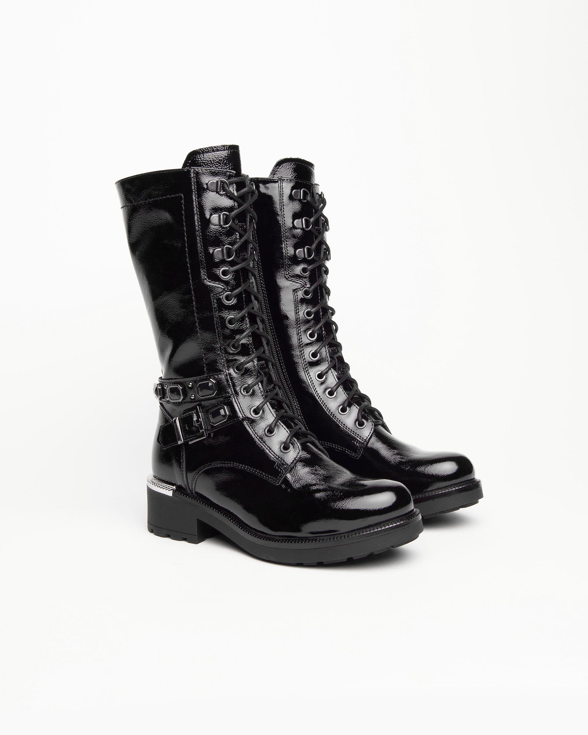 Nero Giardini Boots bottines vernies lacets talon 4 cm