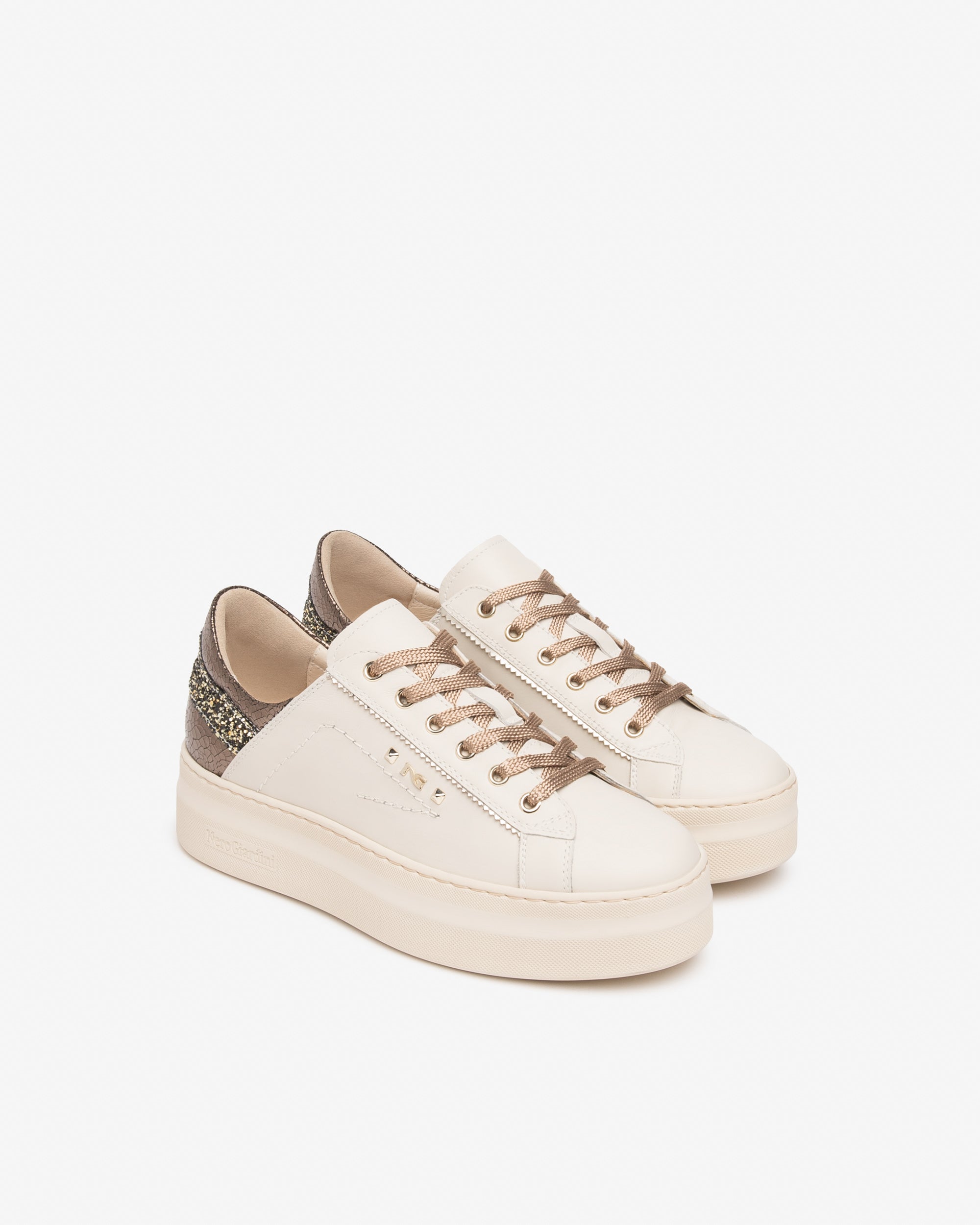 Nero Giardini Sneakers baskets cuir plateforme 45 mm