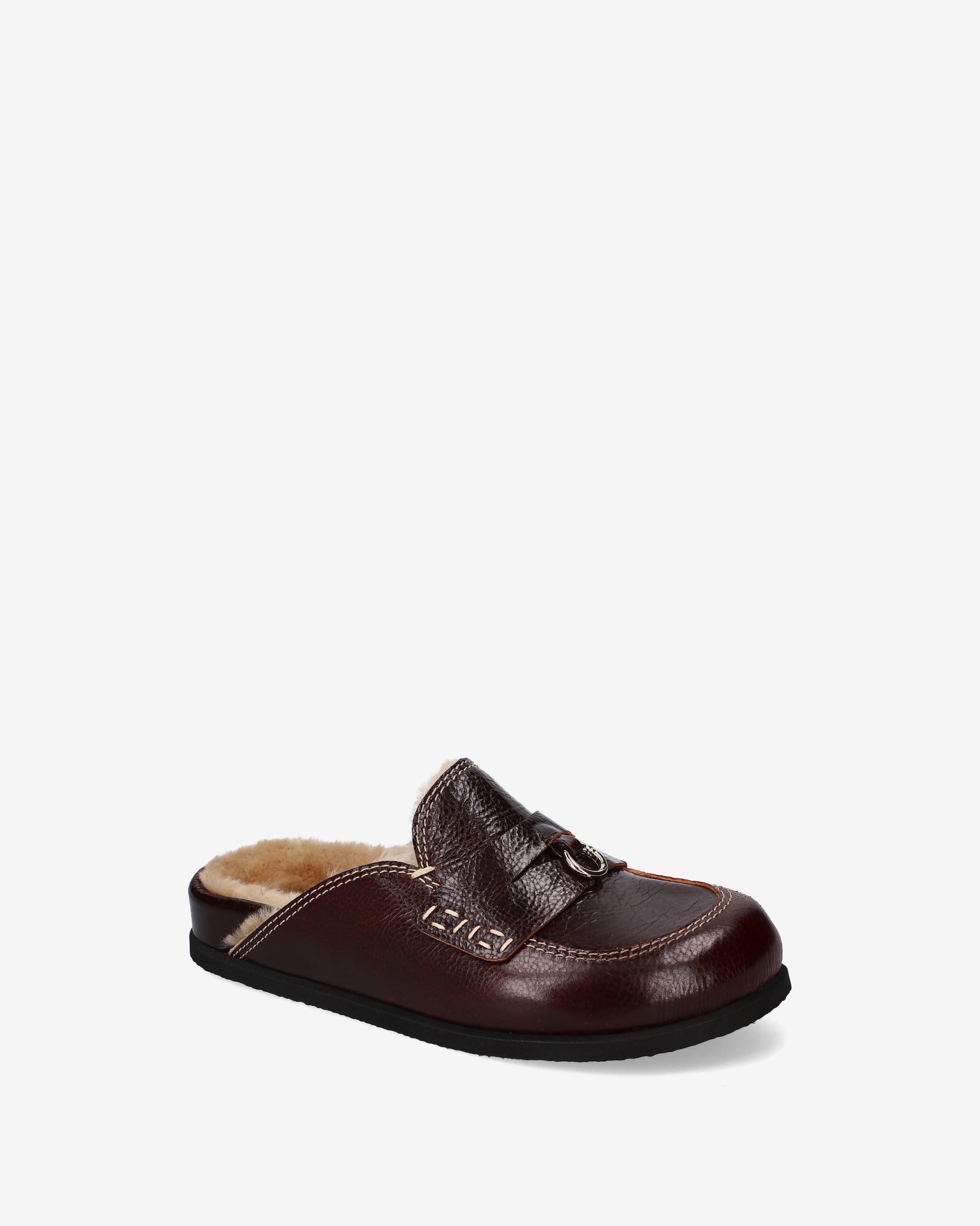 Premiata Mules sabot cuir marron fourré femme