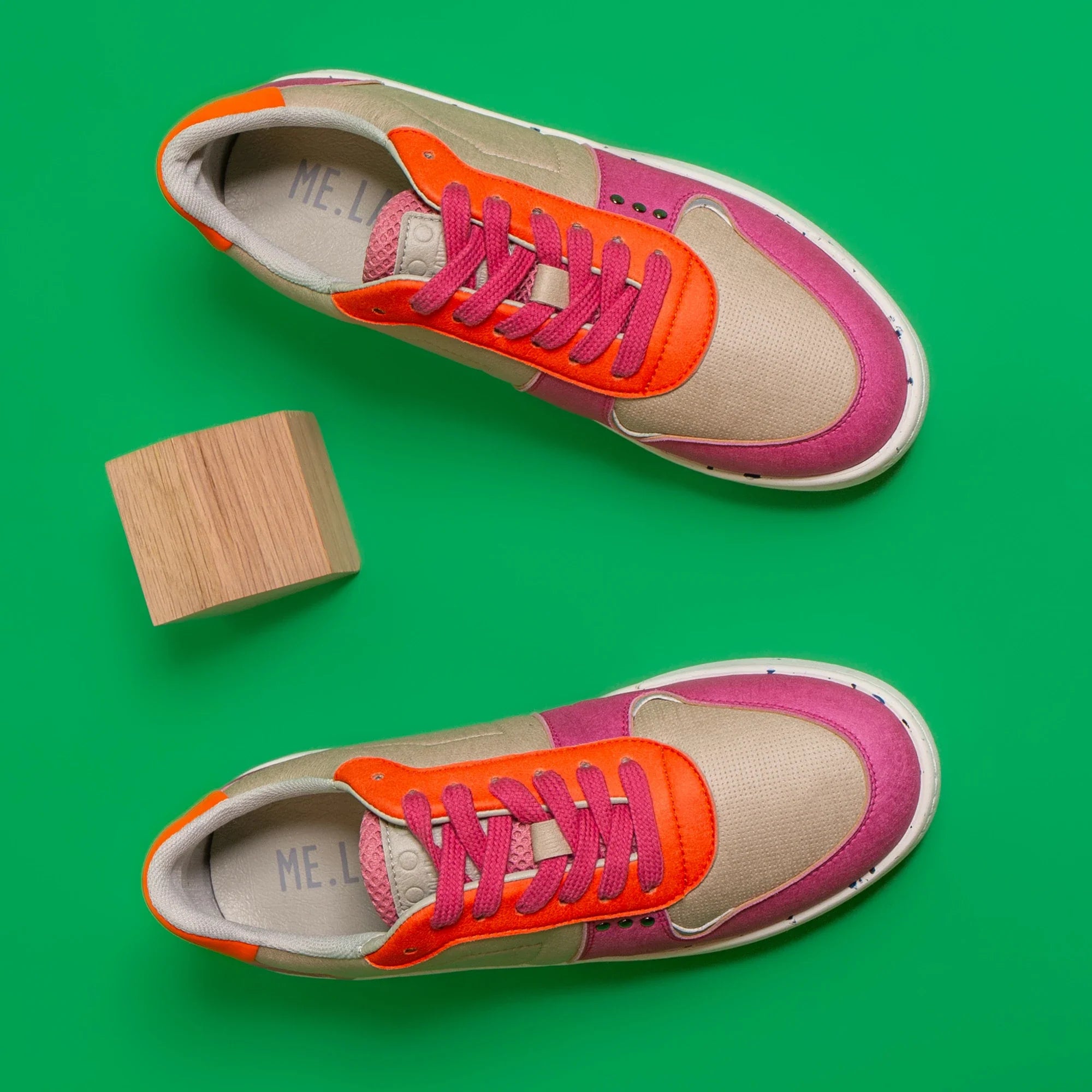 Me.Land Evan baskets vegan beige rose orange taille 38