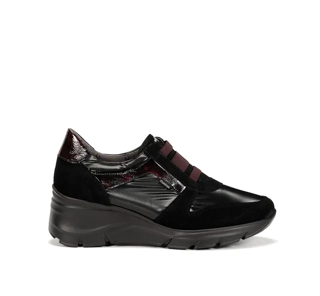 Fluchos Olas F1509 baskets noires femme cuir compensé