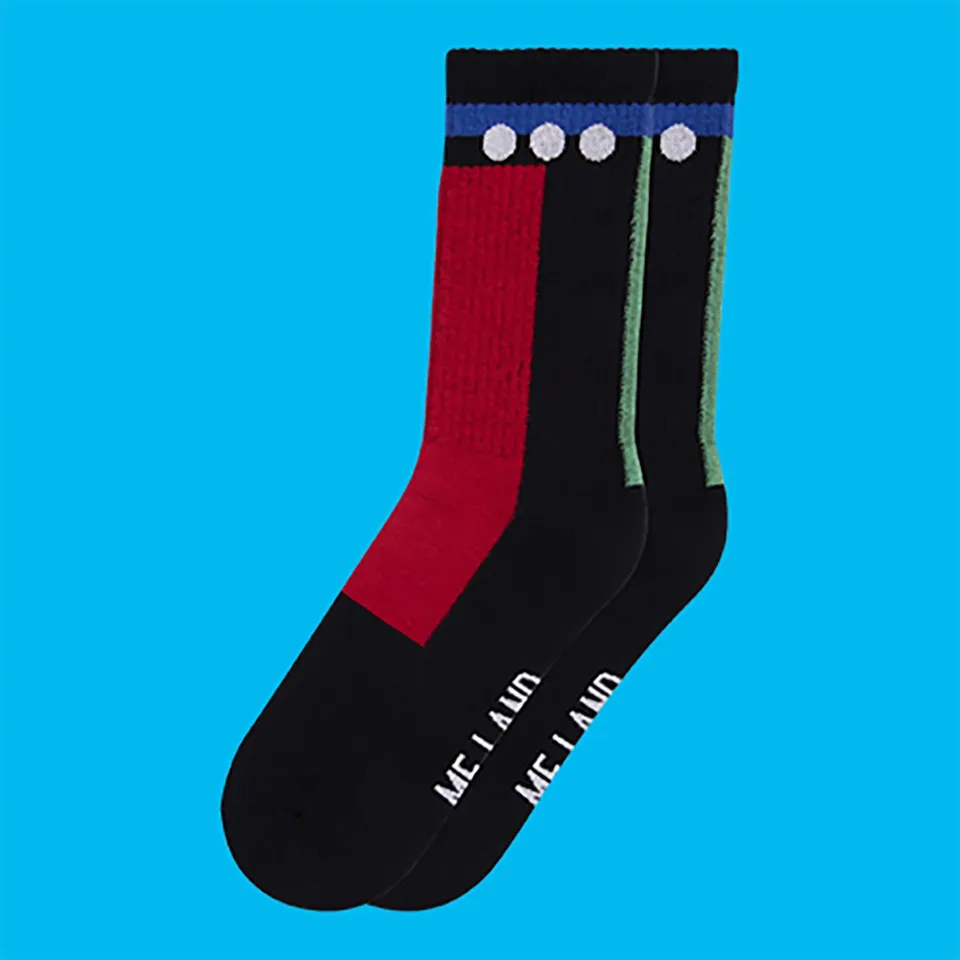 Me.Land Geo chaussettes sport coton bio noir géométrique