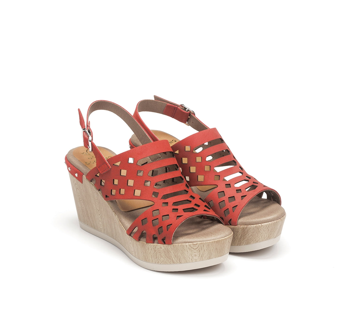 Dorking Salma D7756 sandales compensées rouges 8 cm