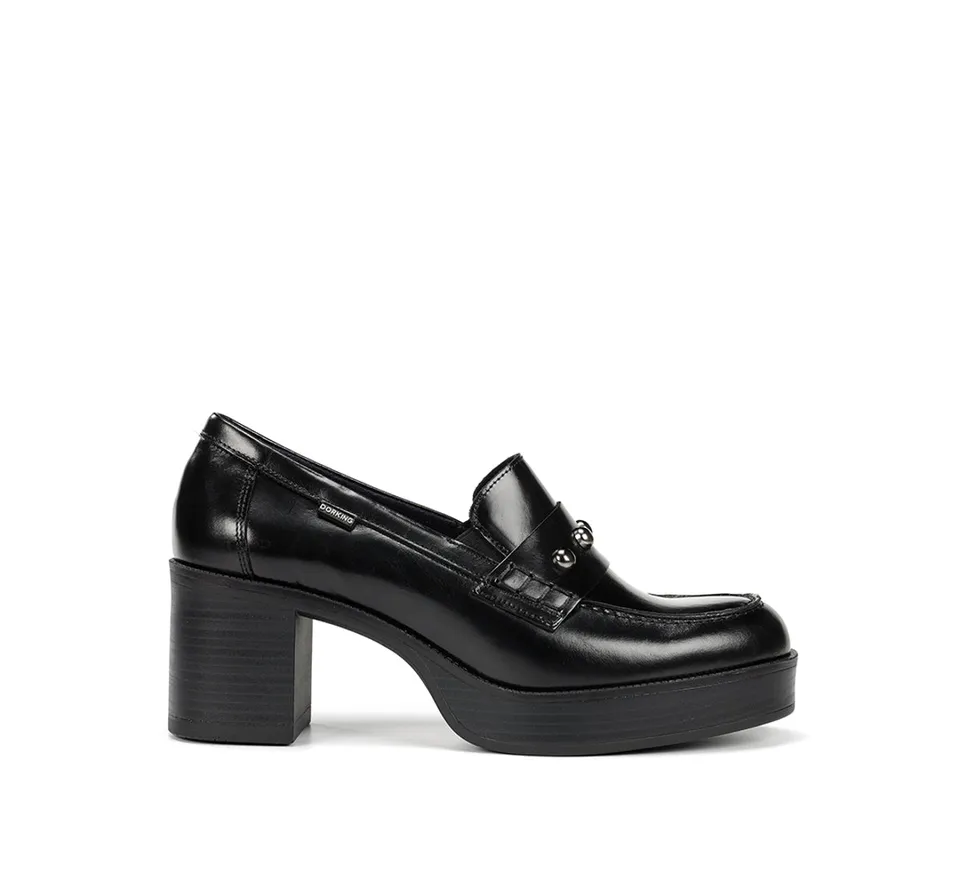 Dorking Bowy D9586 mocassin femme noir cuir