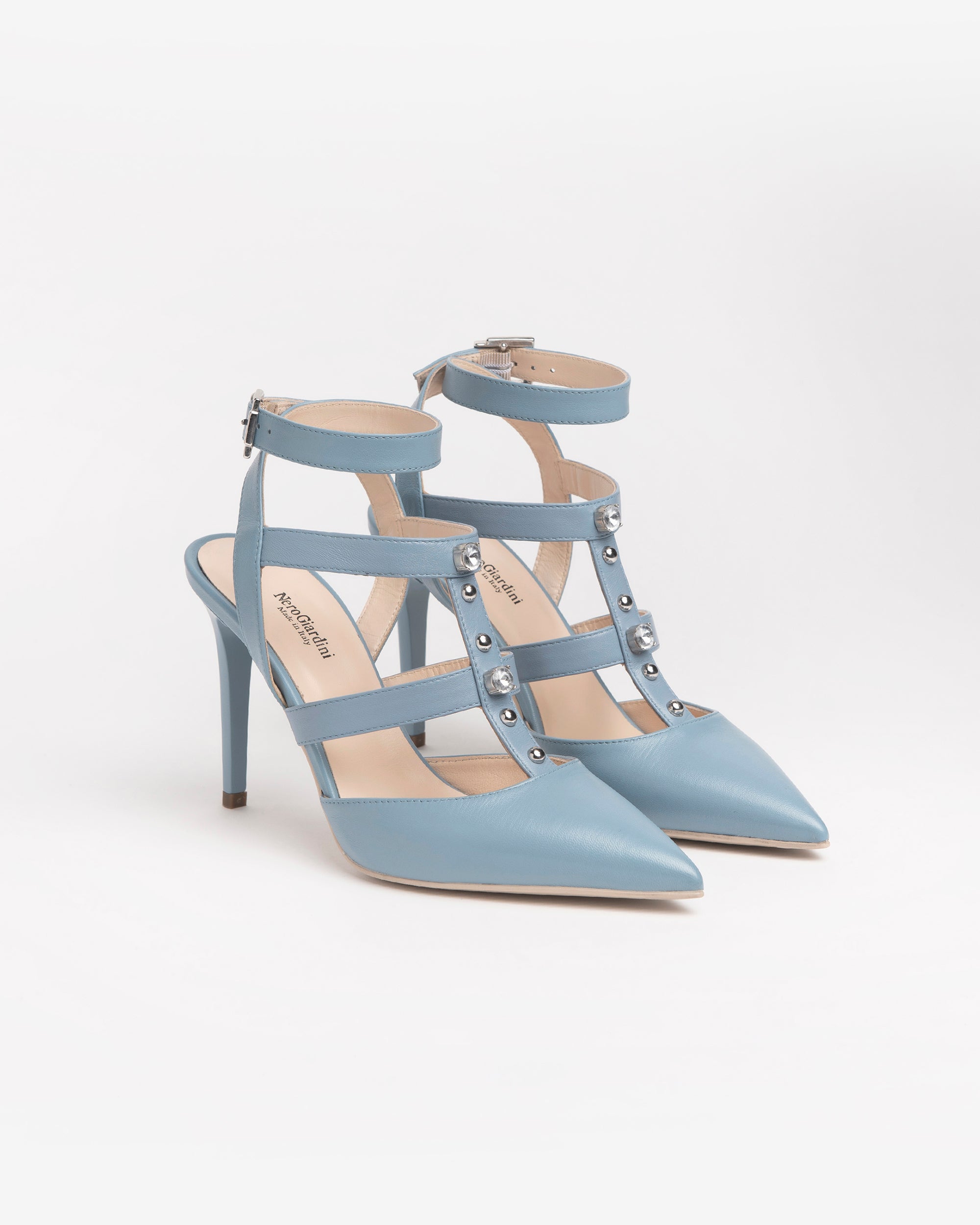 Nero Giardini Décolleté Escarpins cuir strass talon 9,5 cm