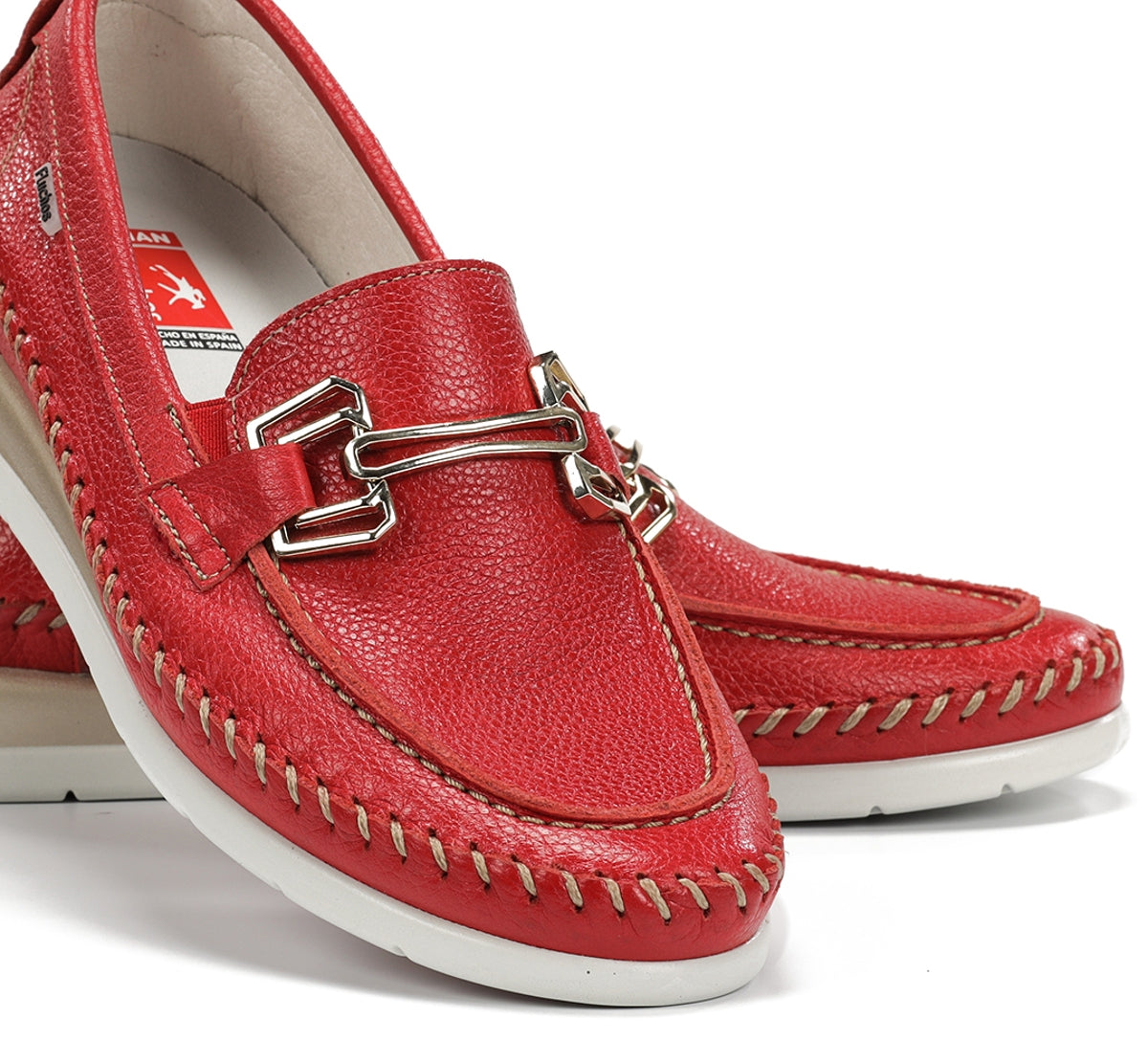 Fluchos Sella F2141 mocassins rouge femme compensé