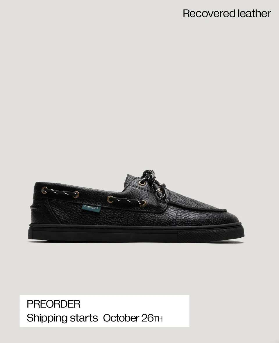 Flamingos Life Zero Boat Black chaussures bateau noir cuir