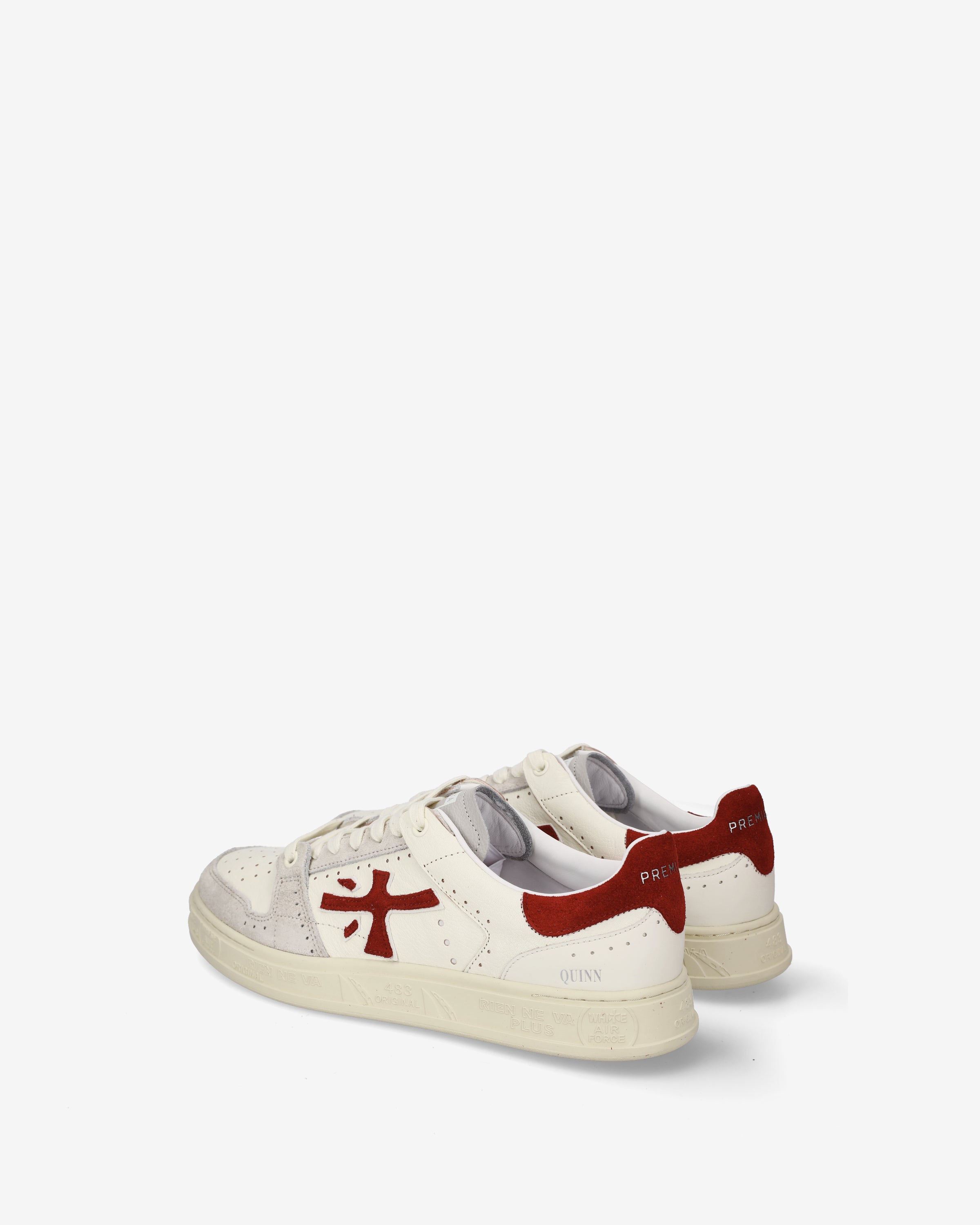 Premiata Quinn 8651 sneakers homme cuir crème rouge