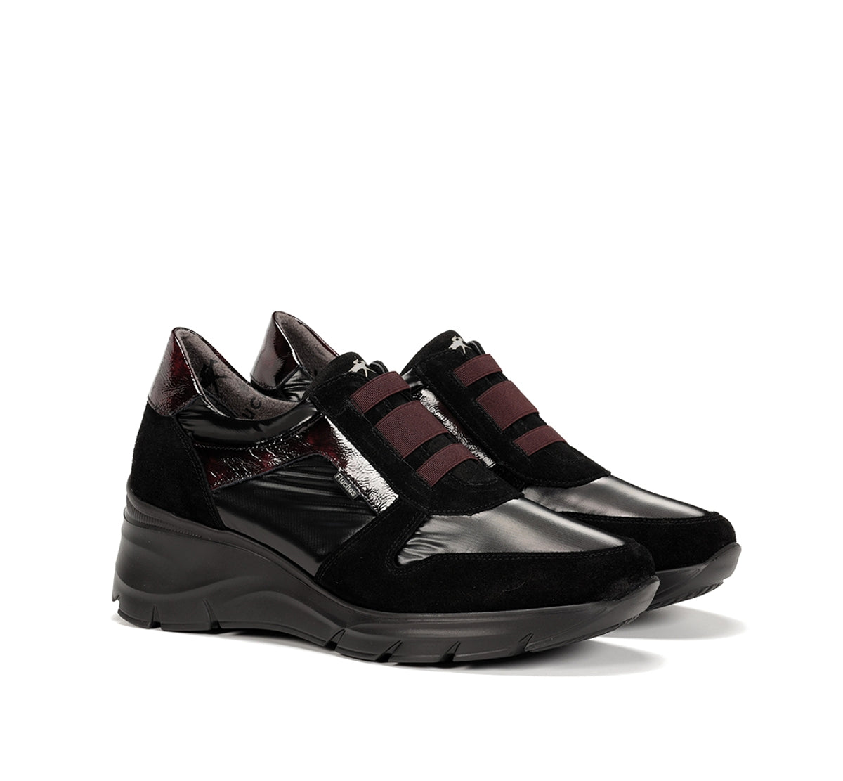 Fluchos Olas F1509 baskets noires femme cuir compensé