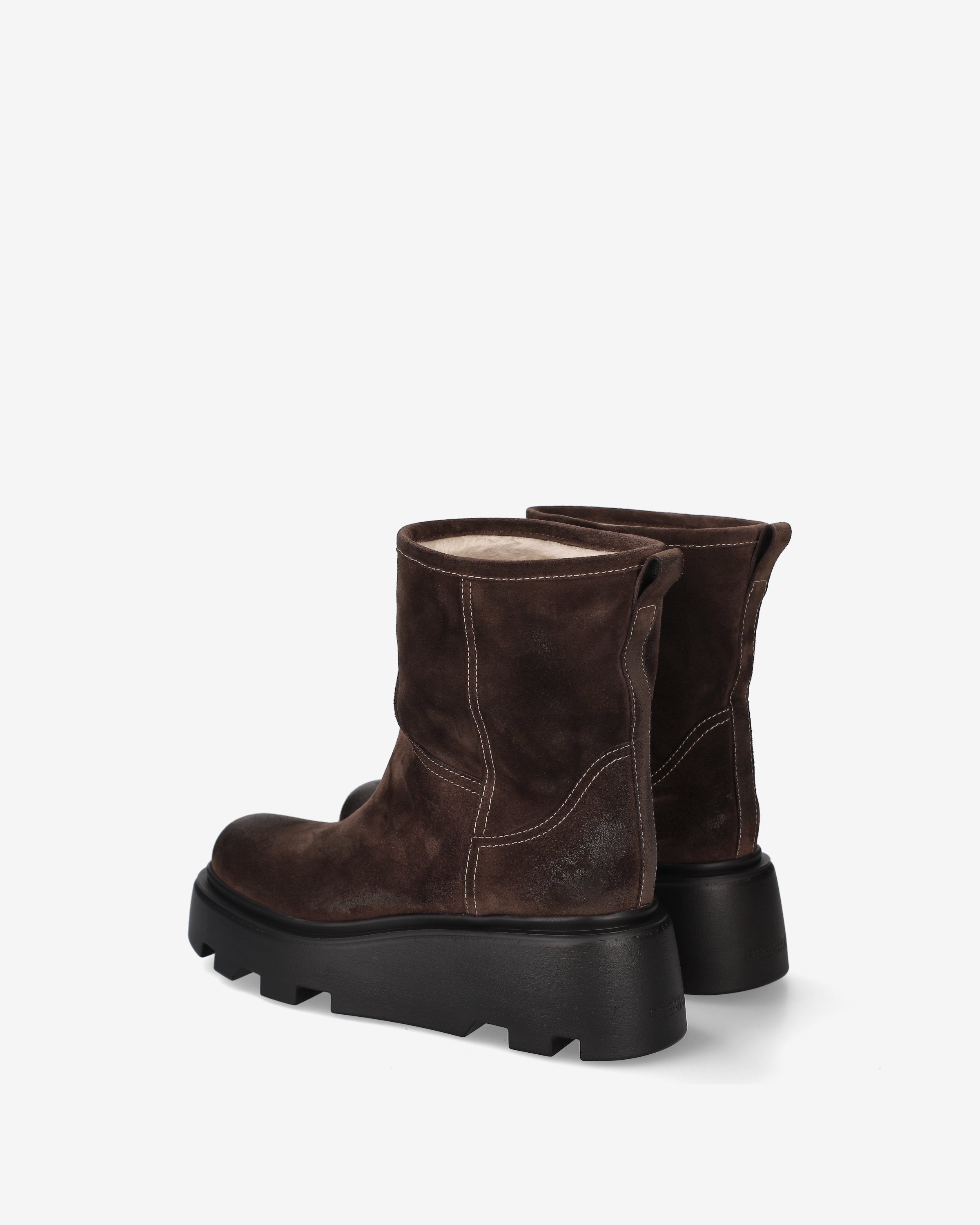 Premiata Boots bottines croûte mocha fourrées femme