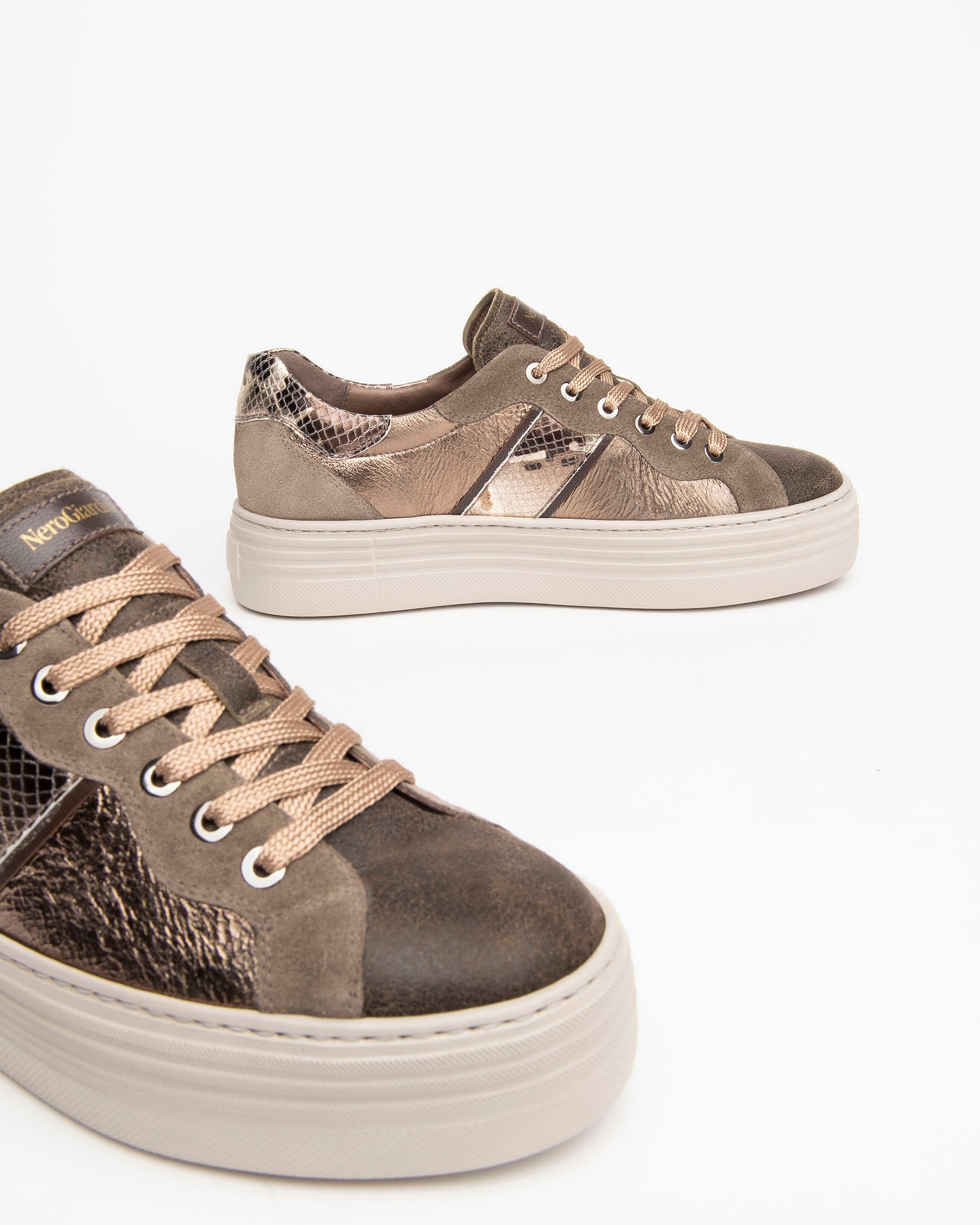 Nero Giardini Sneakers baskets cuir femme plateforme 4 cm