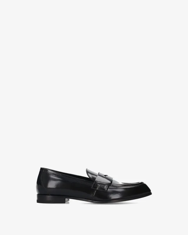 Premiata Mocassins cuir noir vernis femme
