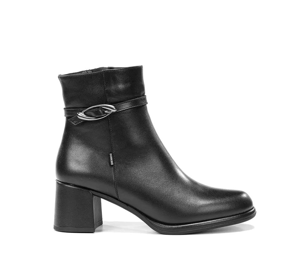 Dorking Frixe D9816 bottines femme noir talon léger