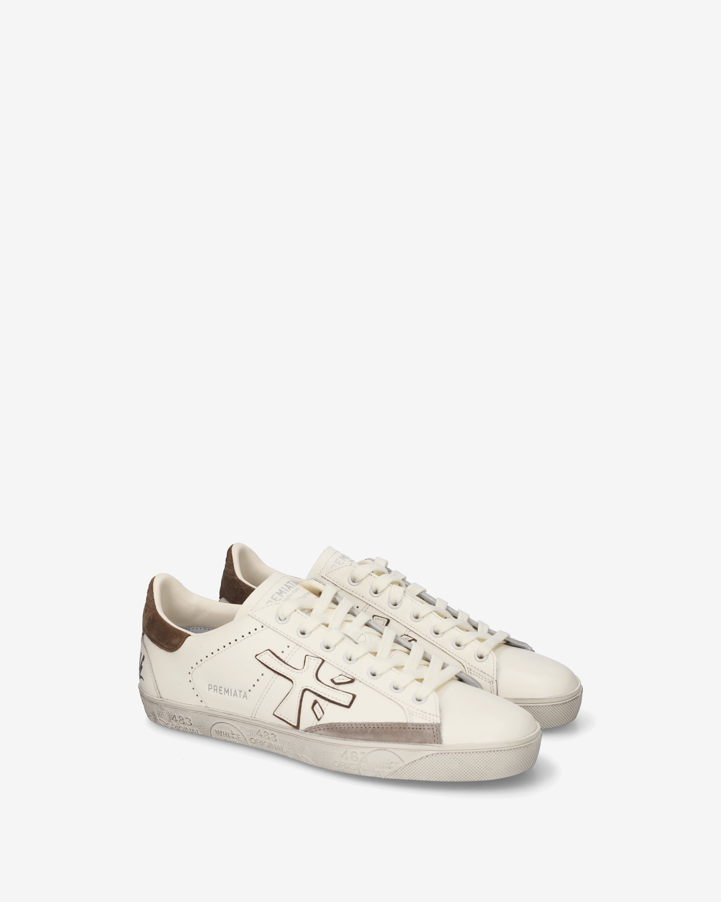 Premiata Steven 8476 baskets homme cuir blanc crème