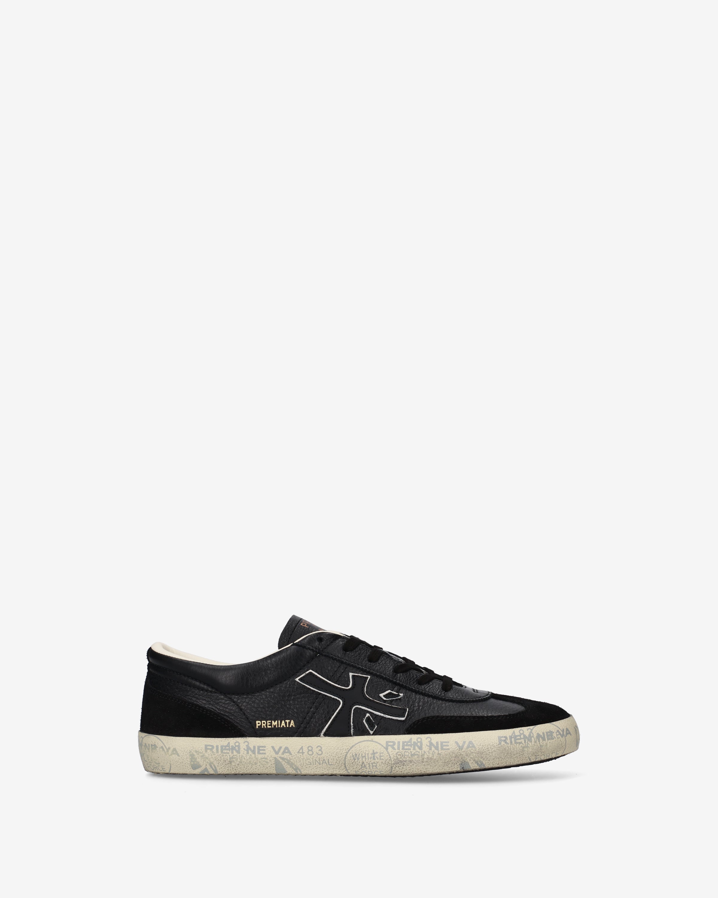 Premiata David 8285 sneakers homme noir cuir perforé