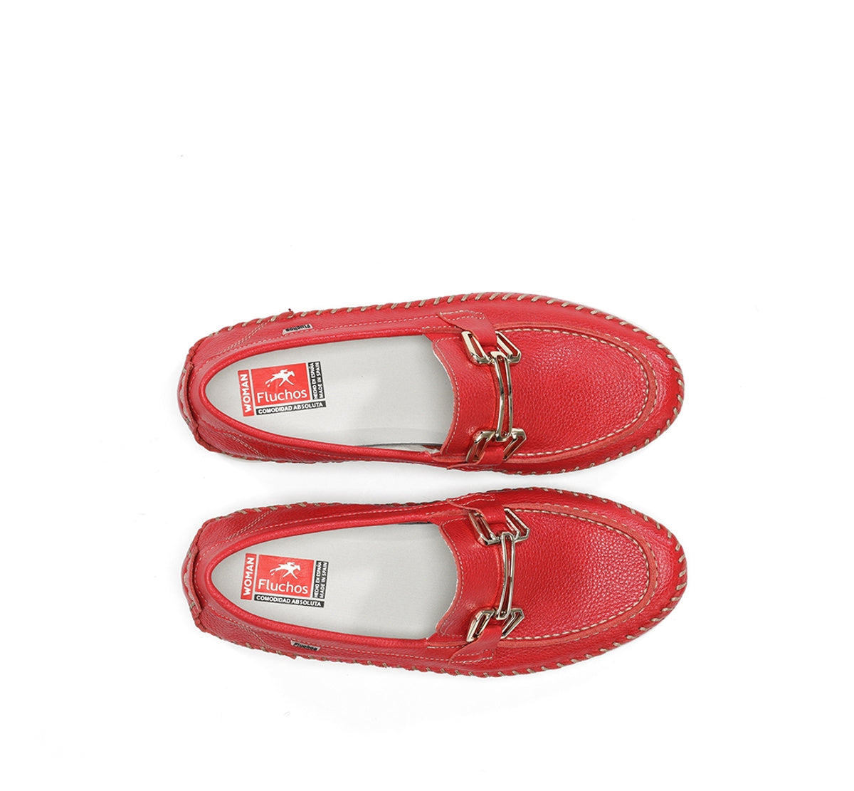 Fluchos Sella F2141 mocassins rouge femme compensé