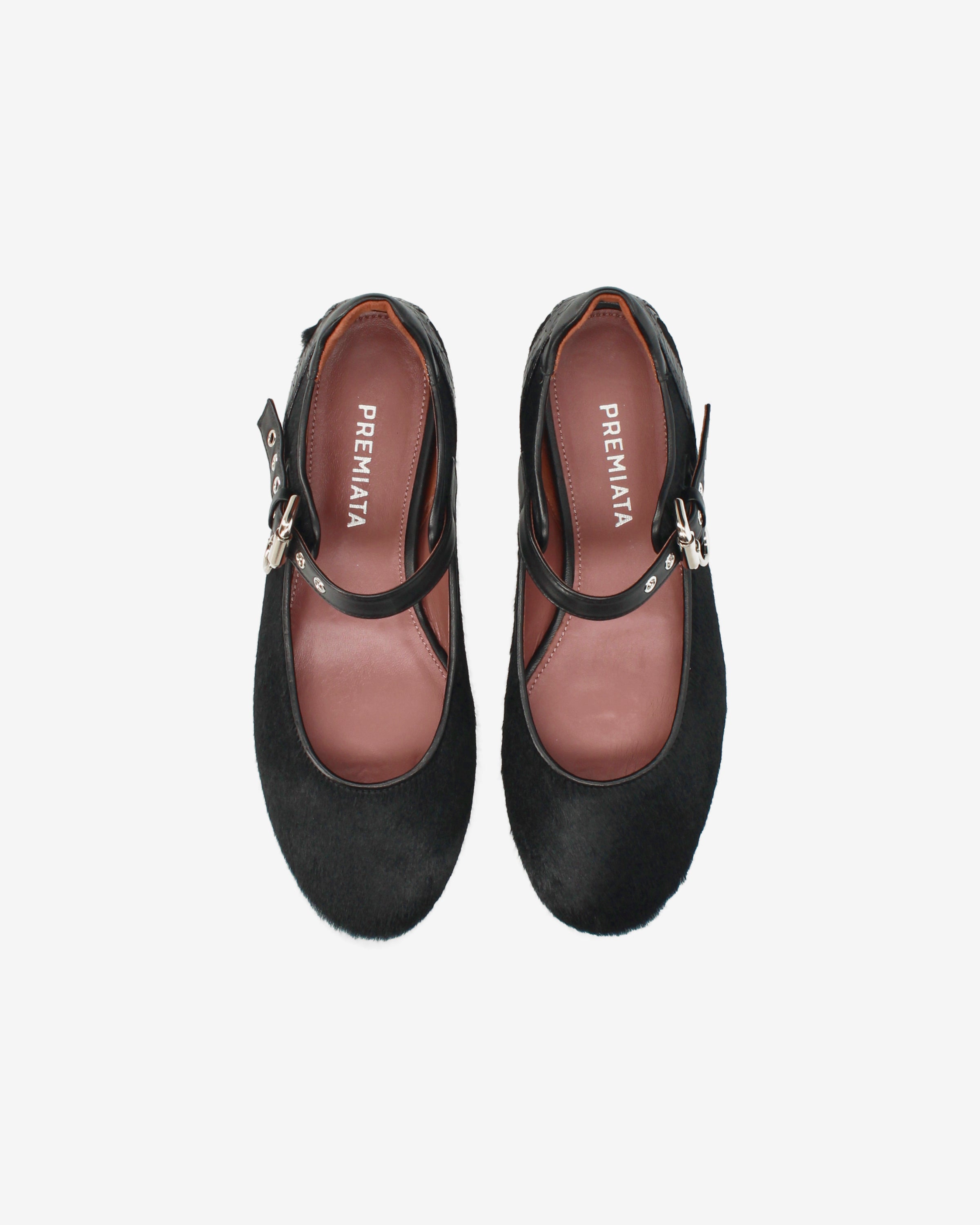 Premiata Mary Jane ballerines cuir poney noir