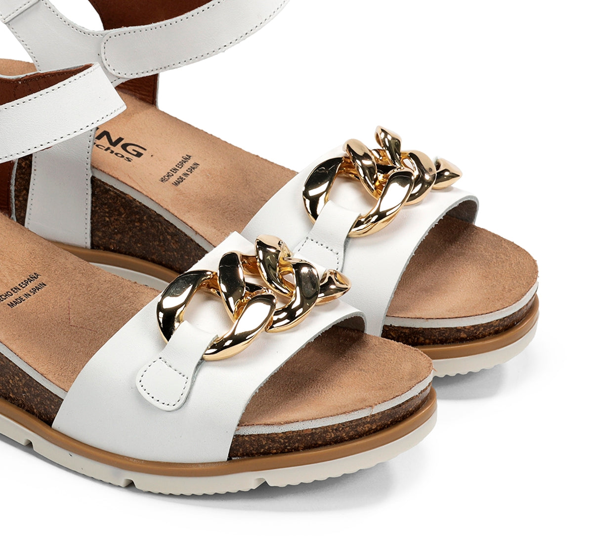 Dorking by Fluchos Gold D9511 sandales femme blanches compensées