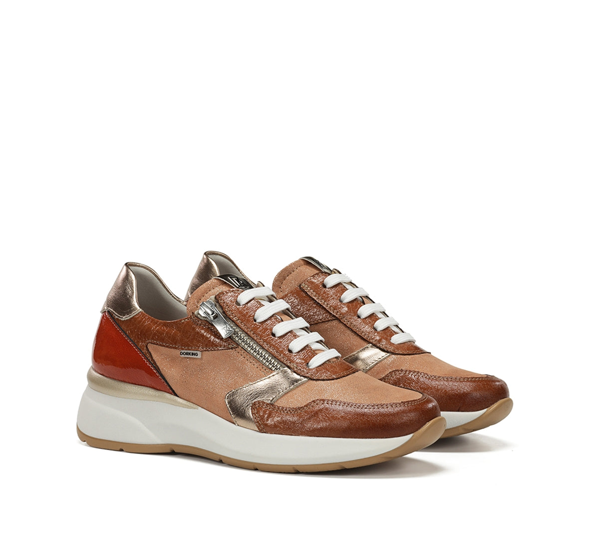 Dorking Flix D9673 baskets femme marron compensées