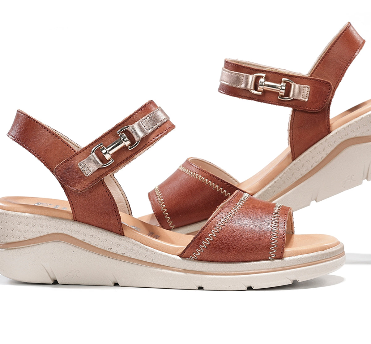 Fluchos Fire F2427 sandale femme marron compensee cuir