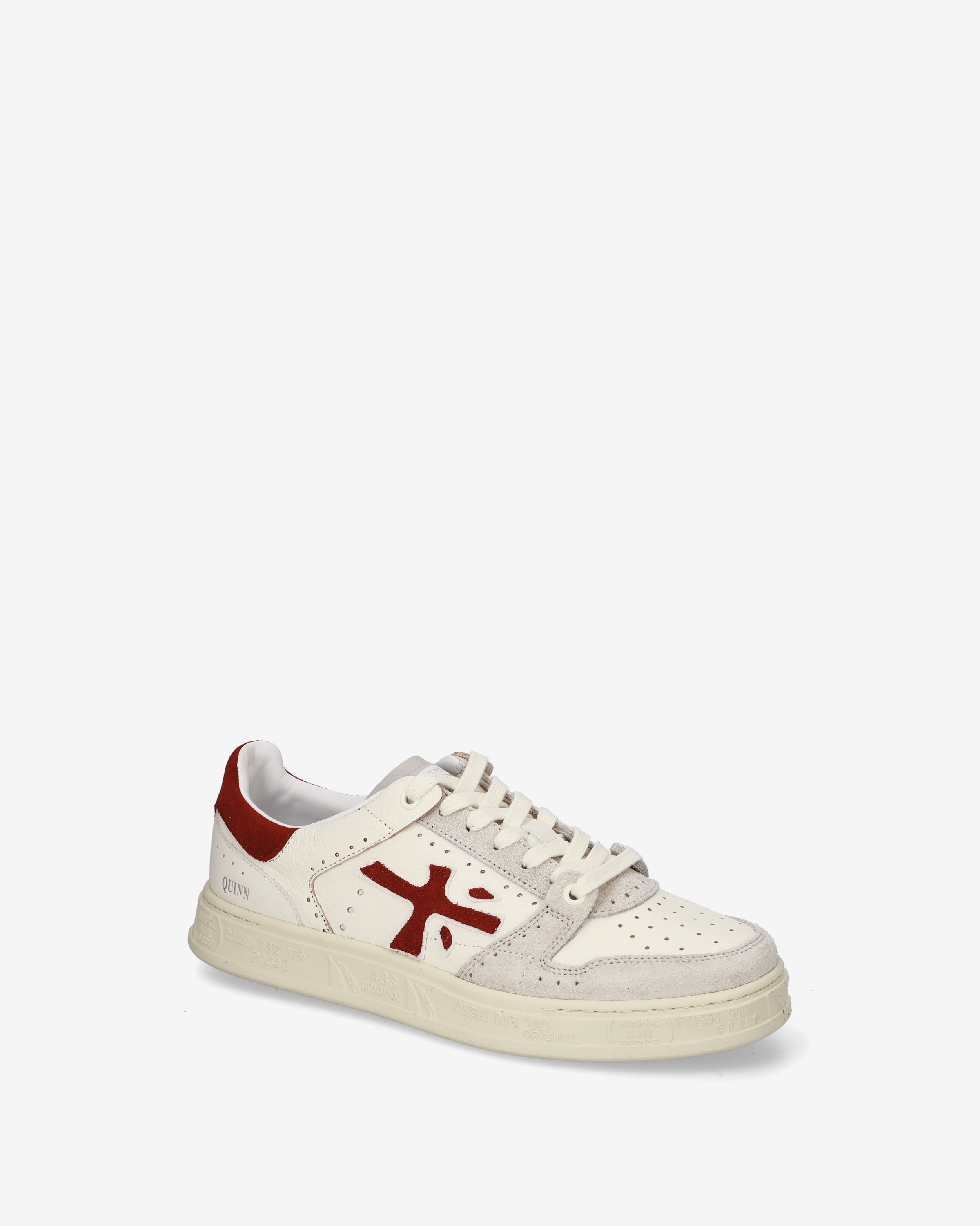 Premiata Quinn 8651 sneakers homme cuir crème rouge