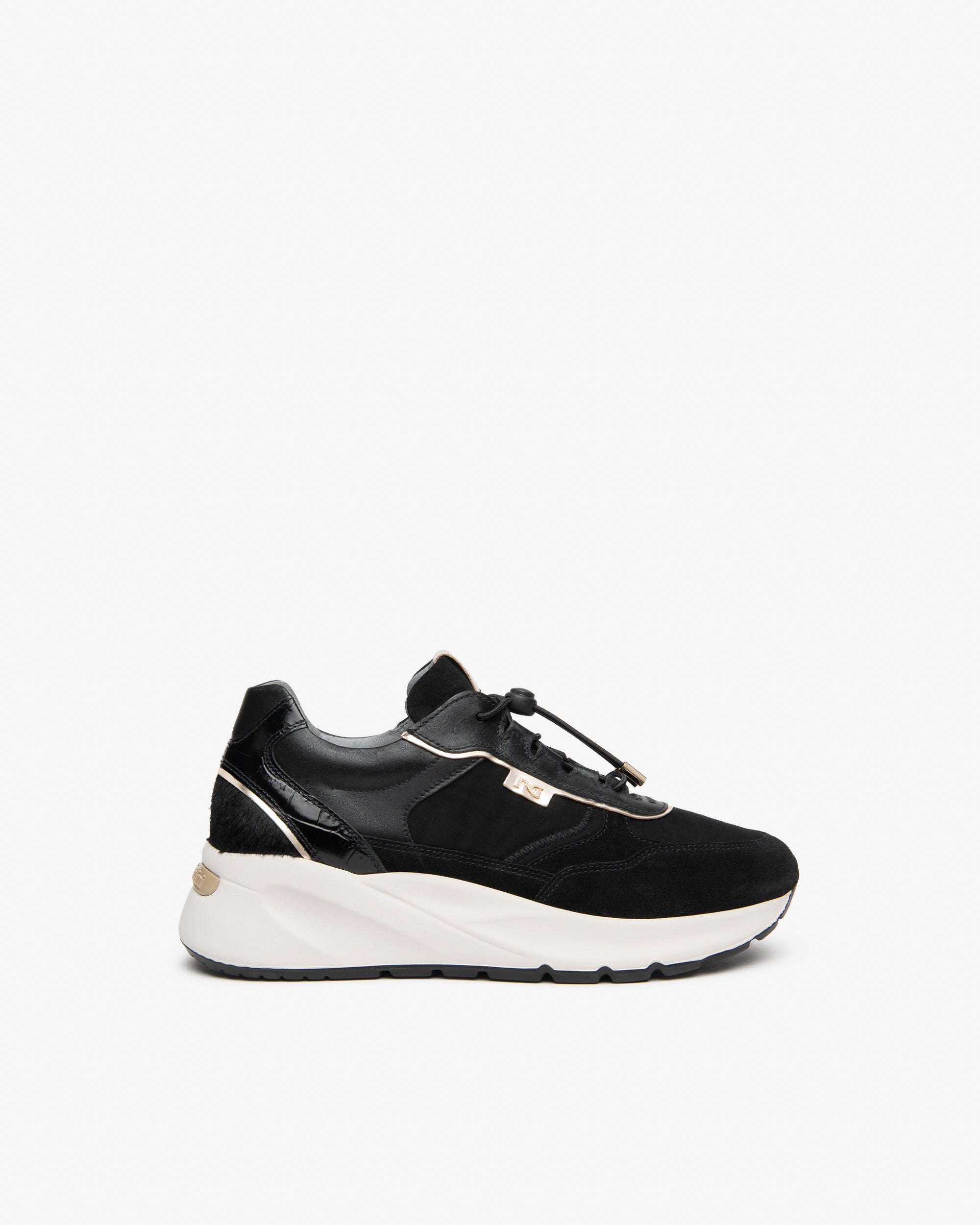 Nero Giardini Sneakers femme cuir toile semelle 45 mm