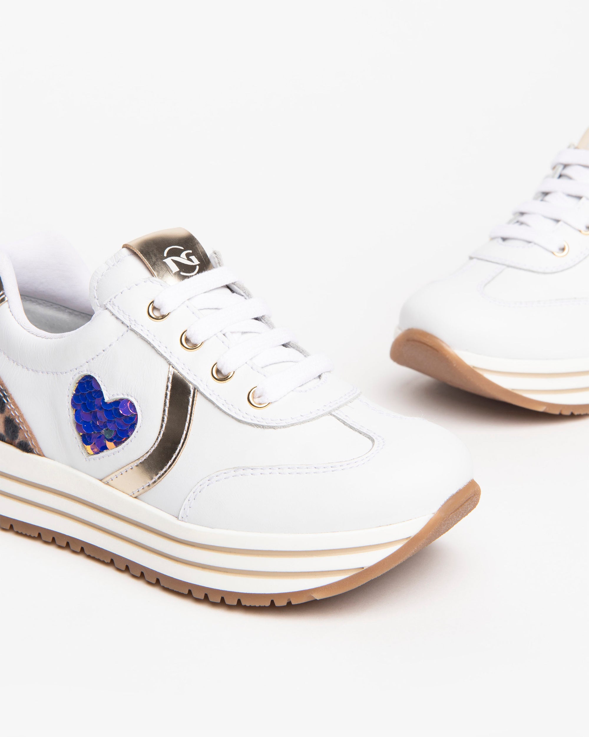 Nero Giardini Sneakers baskets cuir fille zip cœur
