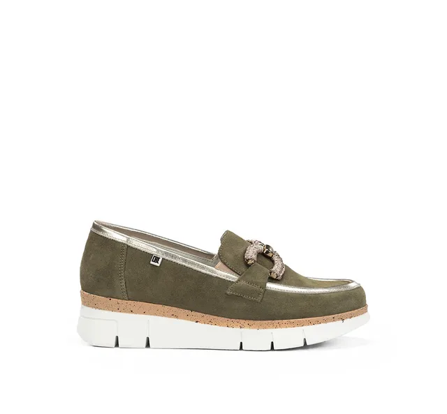 Dorking India D9298 mocassin vert cuir femme