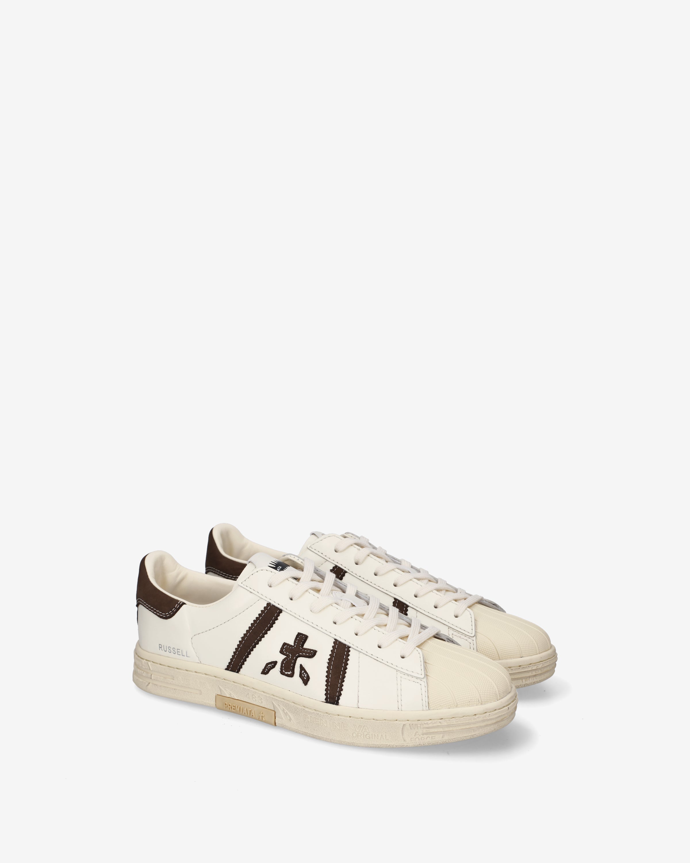 Premiata Russell 8556 sneakers cuir crème marron