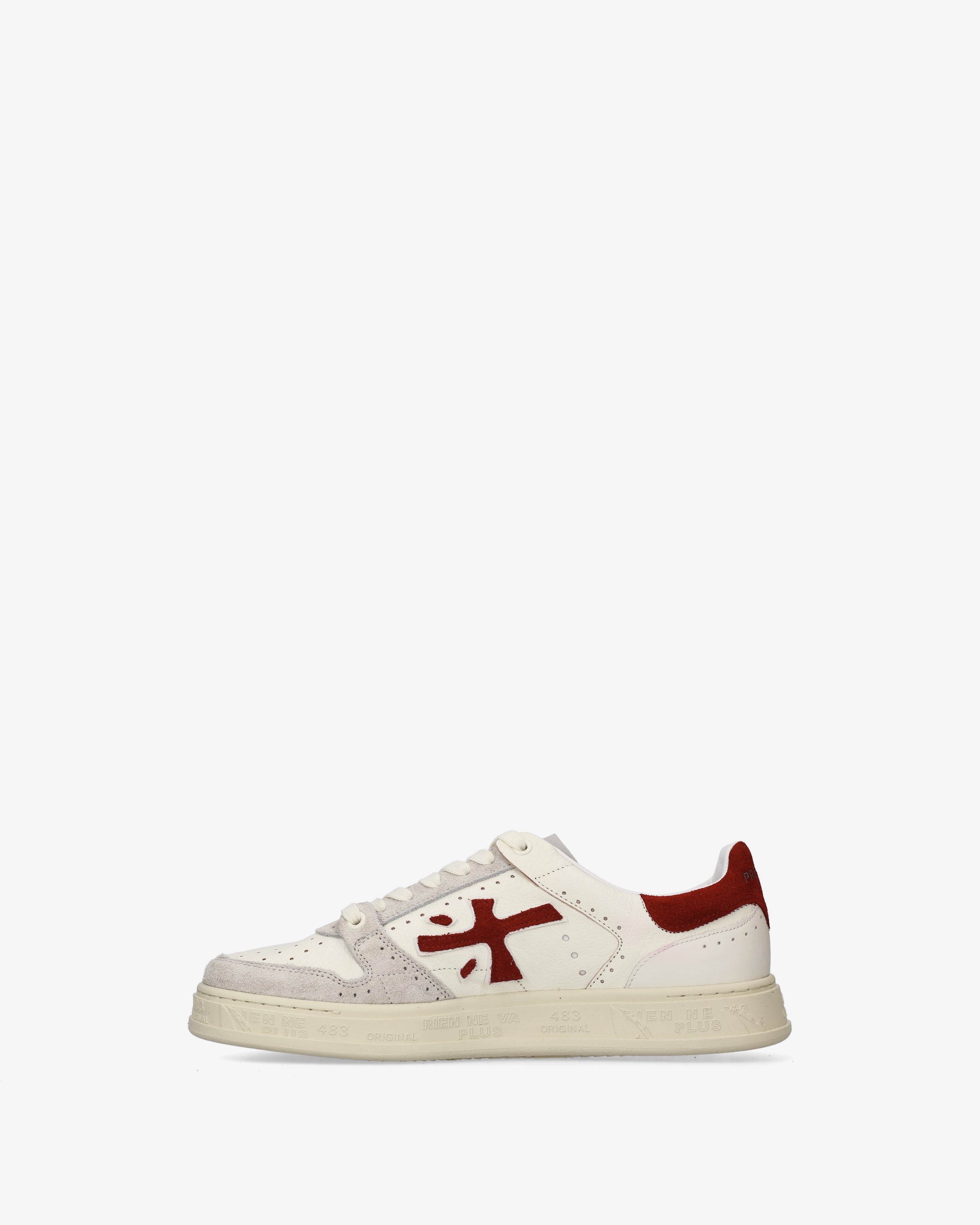 Premiata Quinn 8651 sneakers homme cuir crème rouge