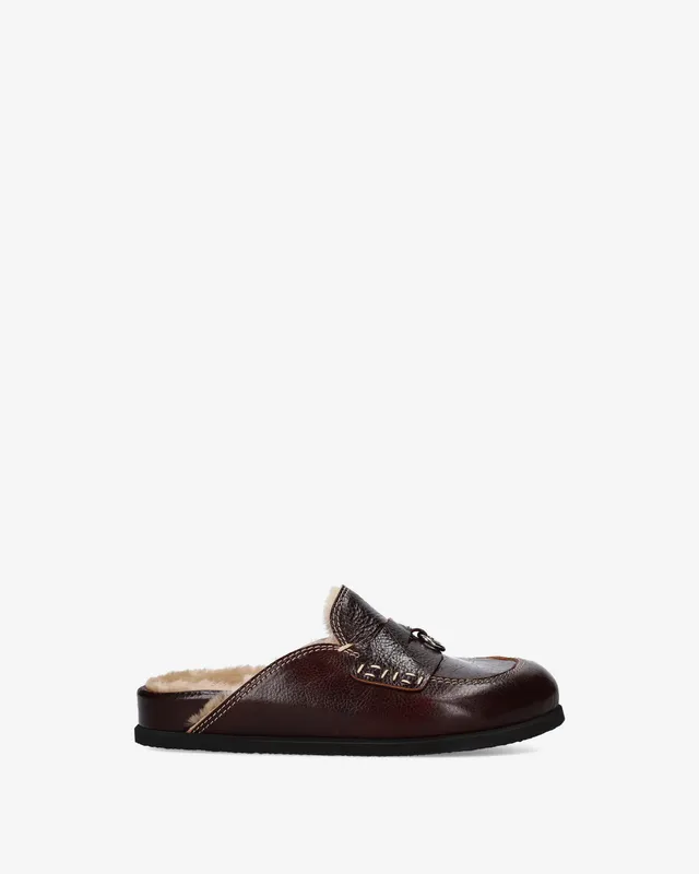 Premiata Mules sabot cuir marron fourré femme