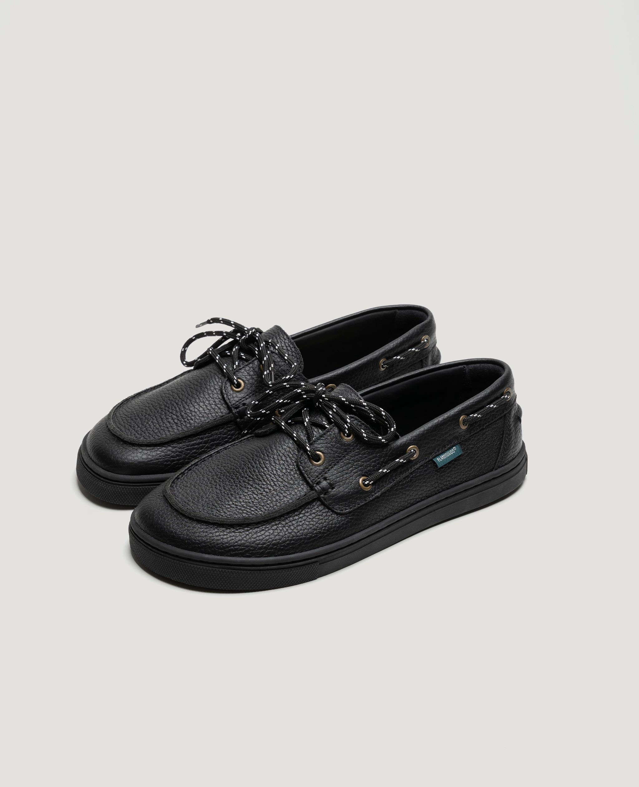 Flamingos Life Zero Boat Black chaussures bateau noir cuir