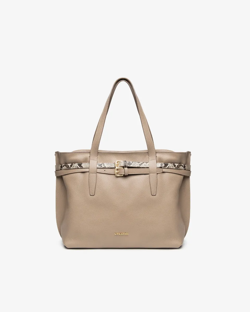 Nero Giardini Bags sac épaule femme cuir grainé boucle dorée