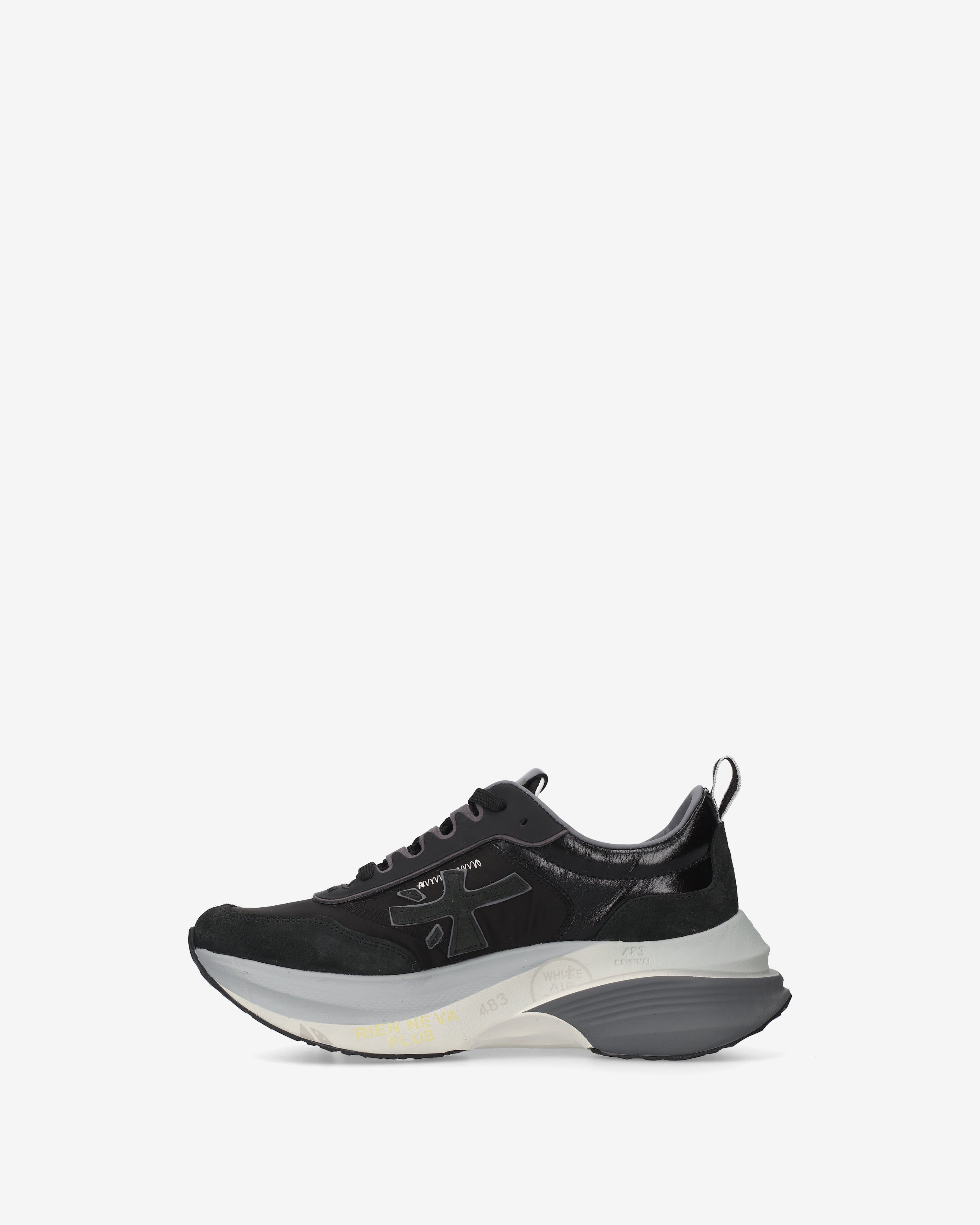 Premiata Hill 8524 sneakers femme cuir daim noir semelle 5cm