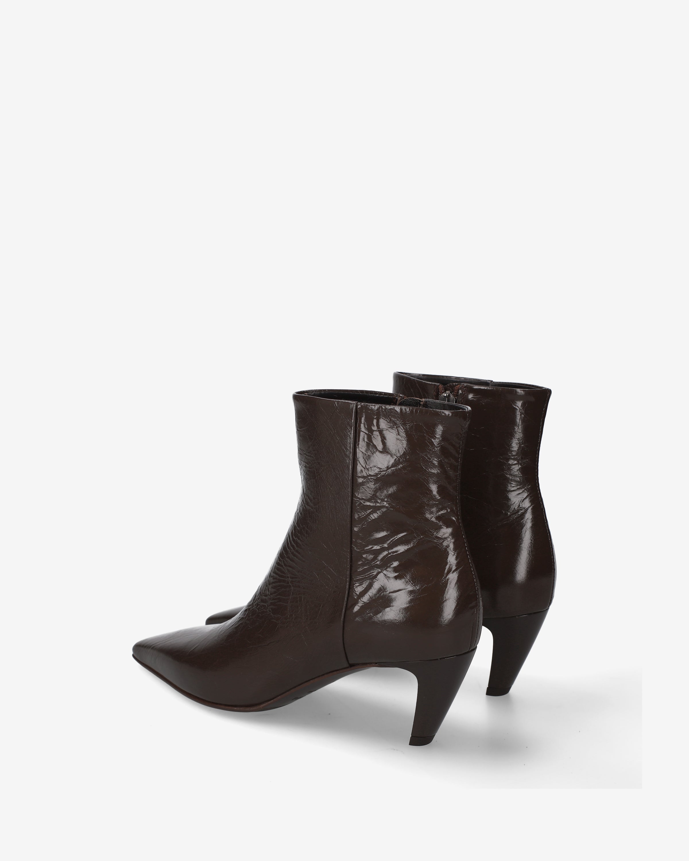 Premiata Boots bottines cuir verni marron talon 6 cm