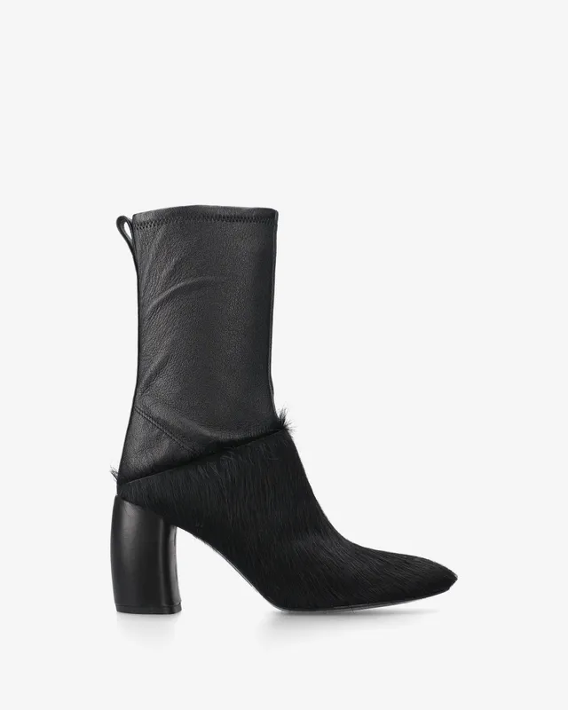 Premiata boots femme cuir noir talon 8 cm