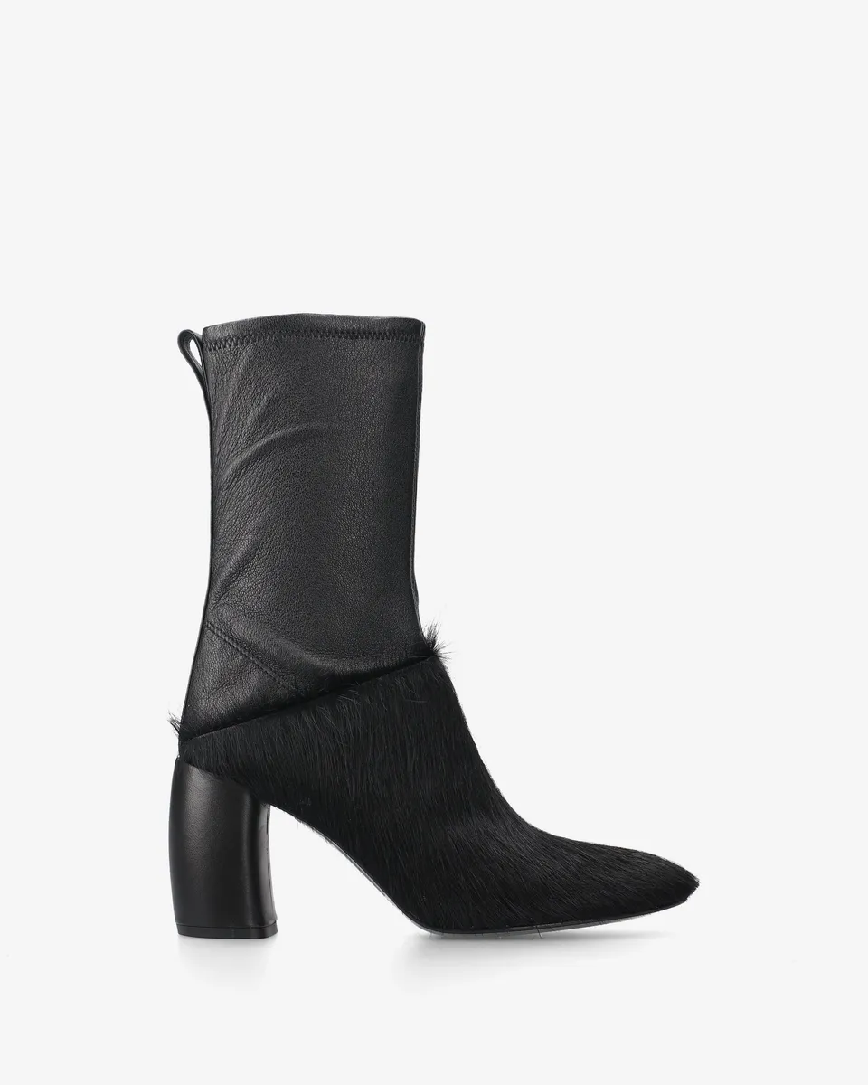 Premiata boots femme cuir noir talon 8 cm