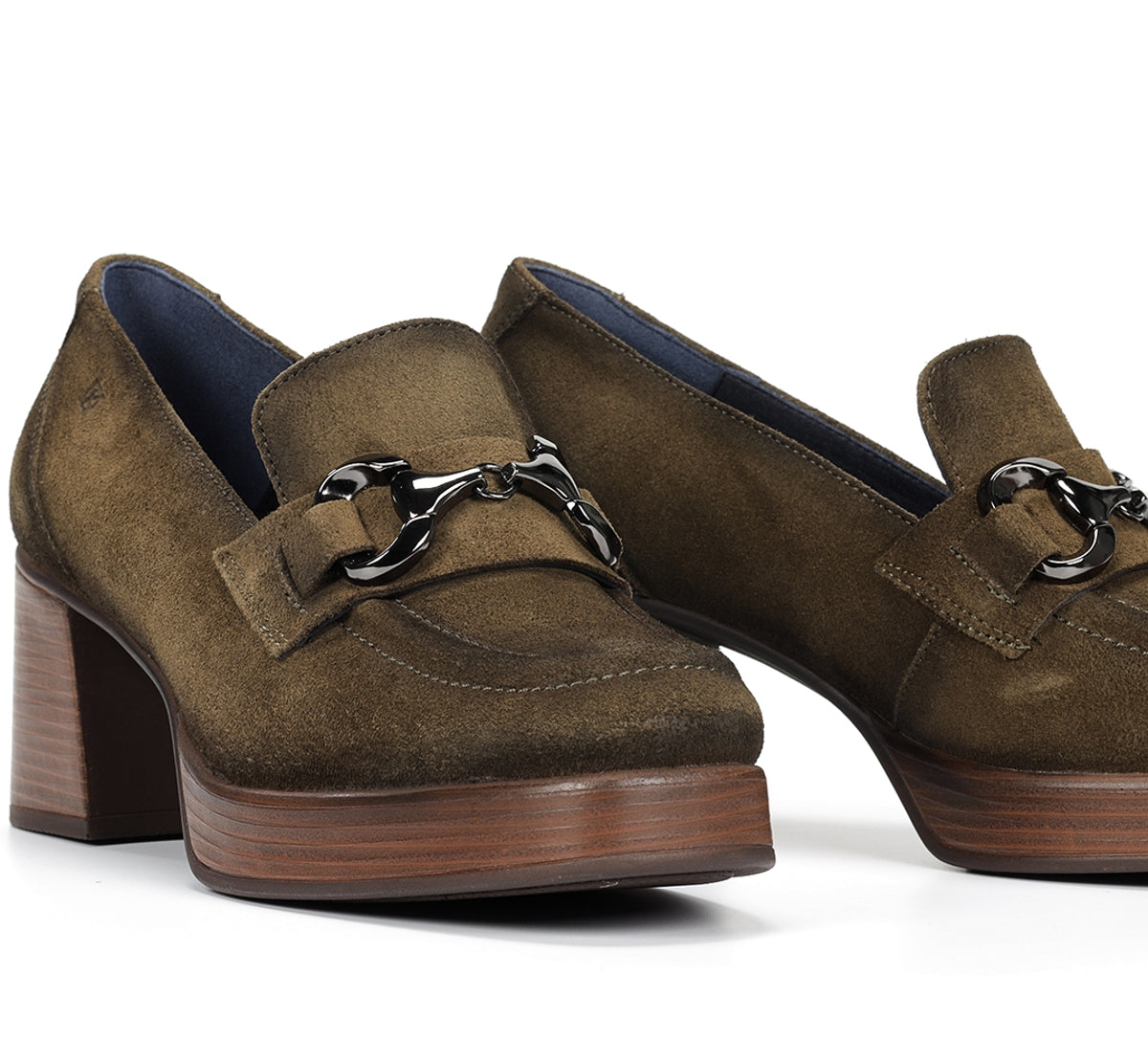 Dorking Cristel D9155 mocassins femme verts plateforme