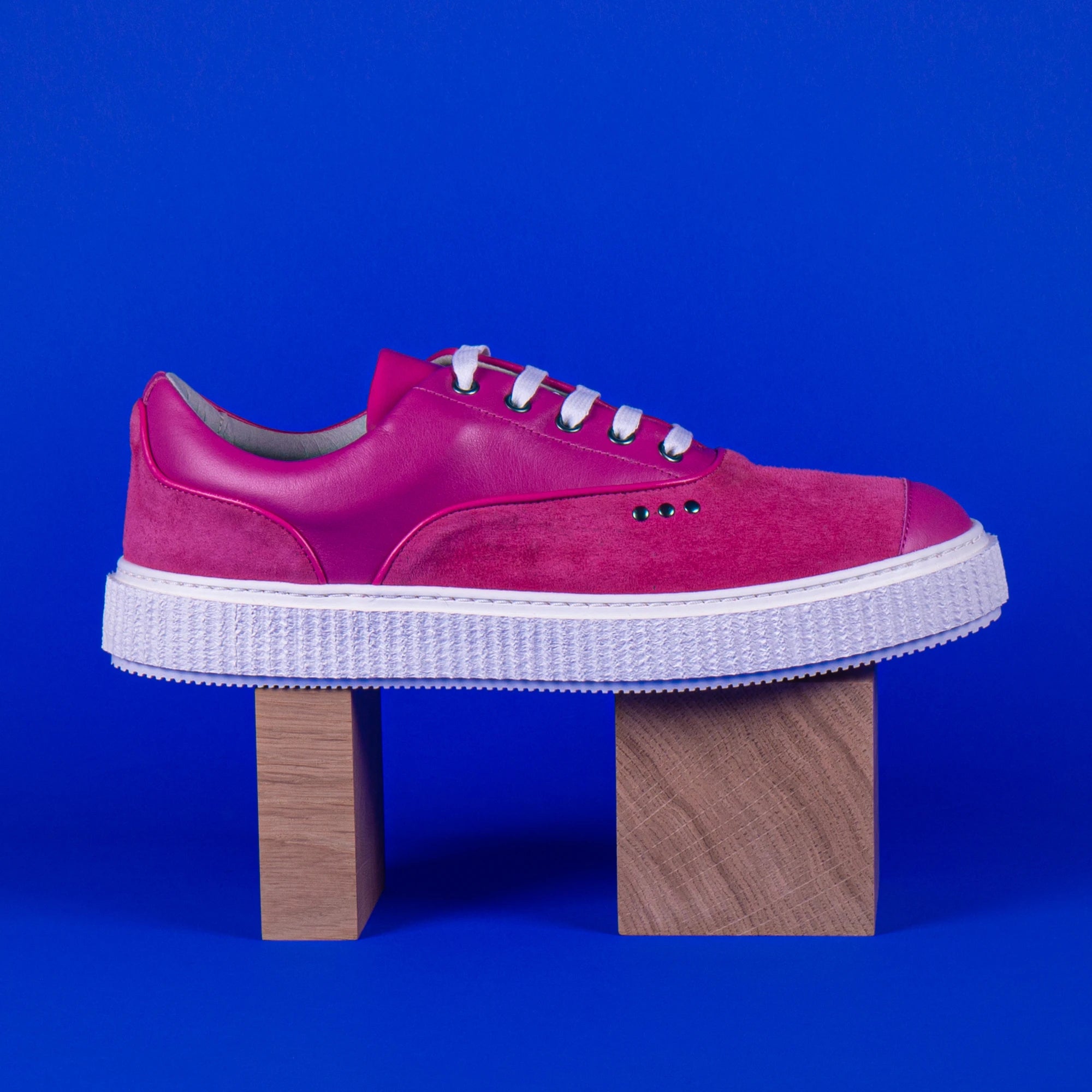 Me.Land Meaker baskets cuir daim rose unisexe