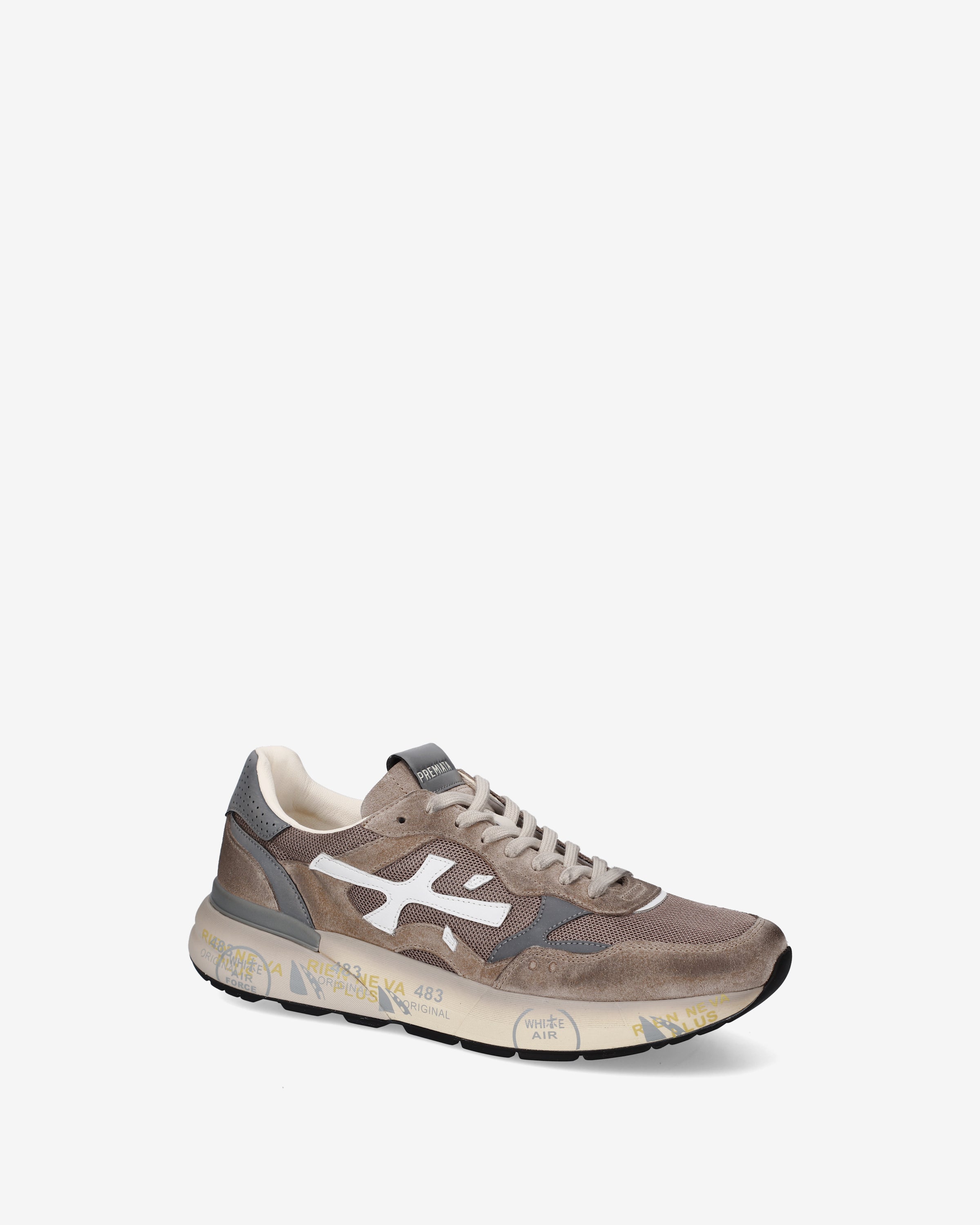 Premiata Mick 8118 baskets taupe daim et mesh
