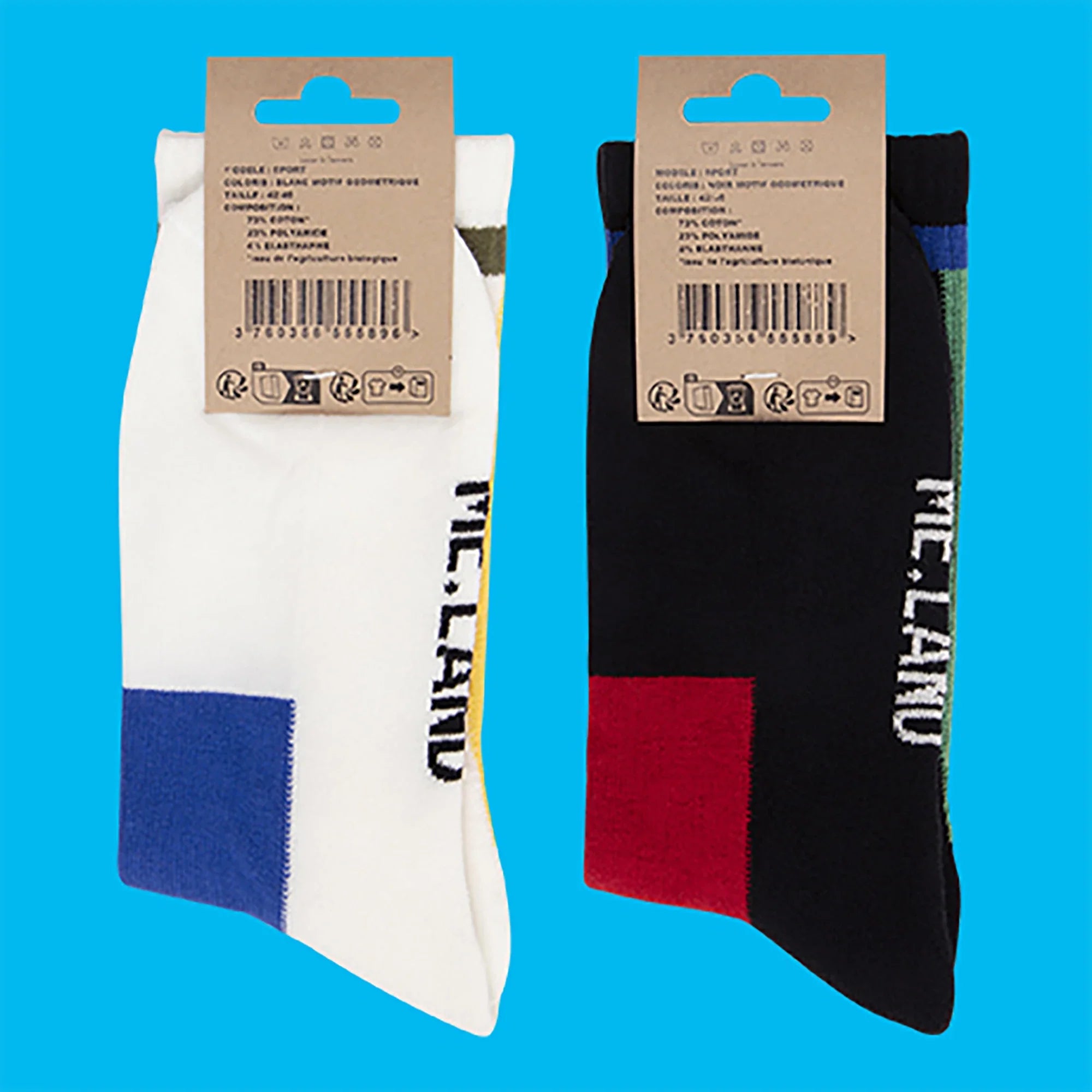 Me.Land Geo duo chaussettes coton bio motifs