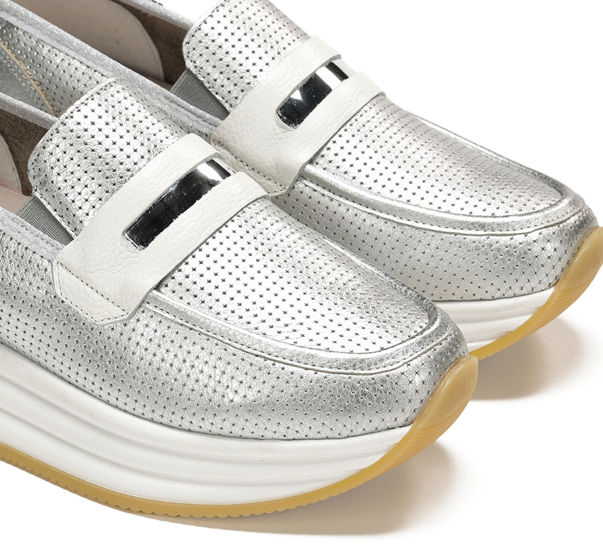 Dorking Draz D9243 mocassins femme argent plateforme