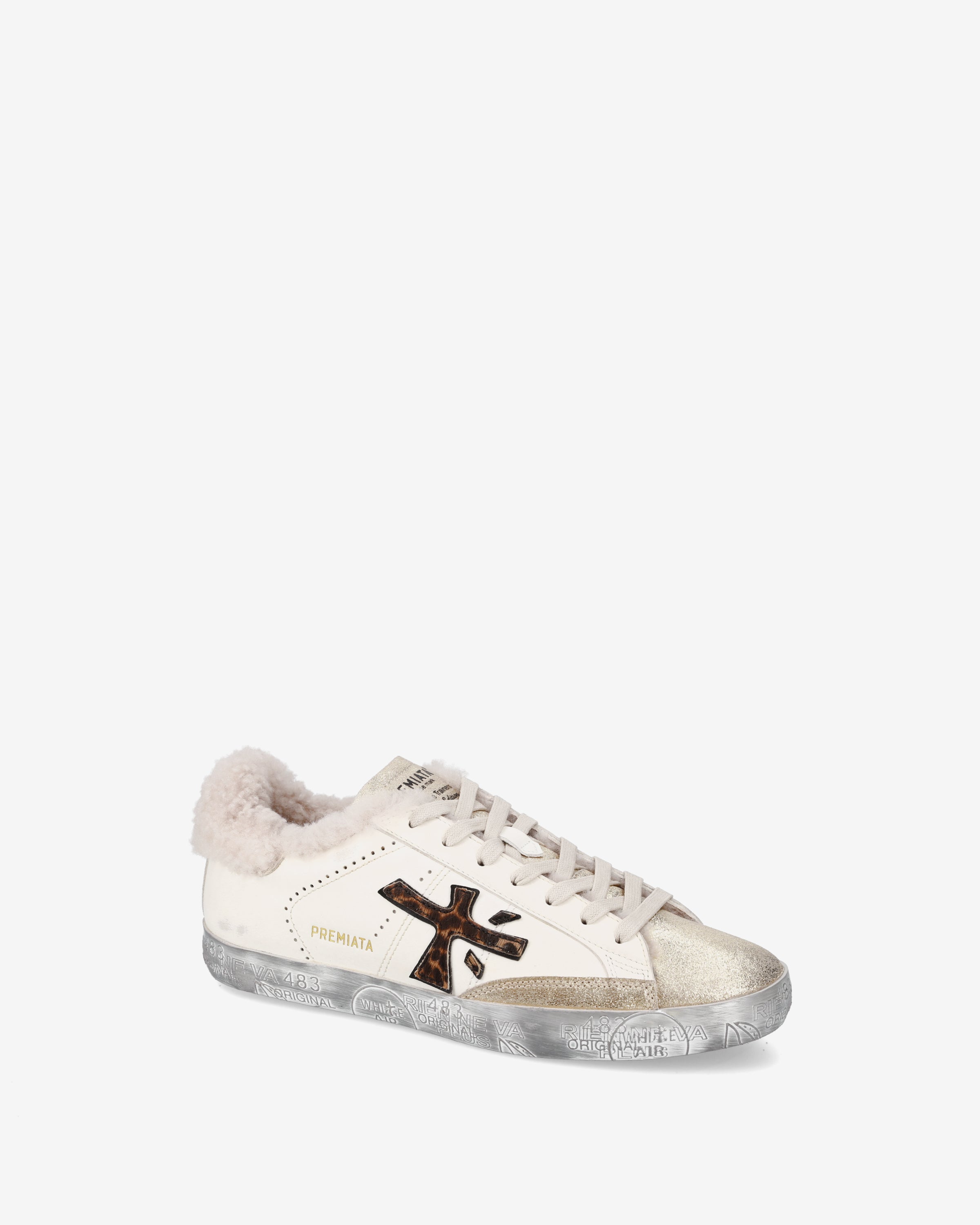 Premiata Stevend 7606M baskets crème doré fourrées